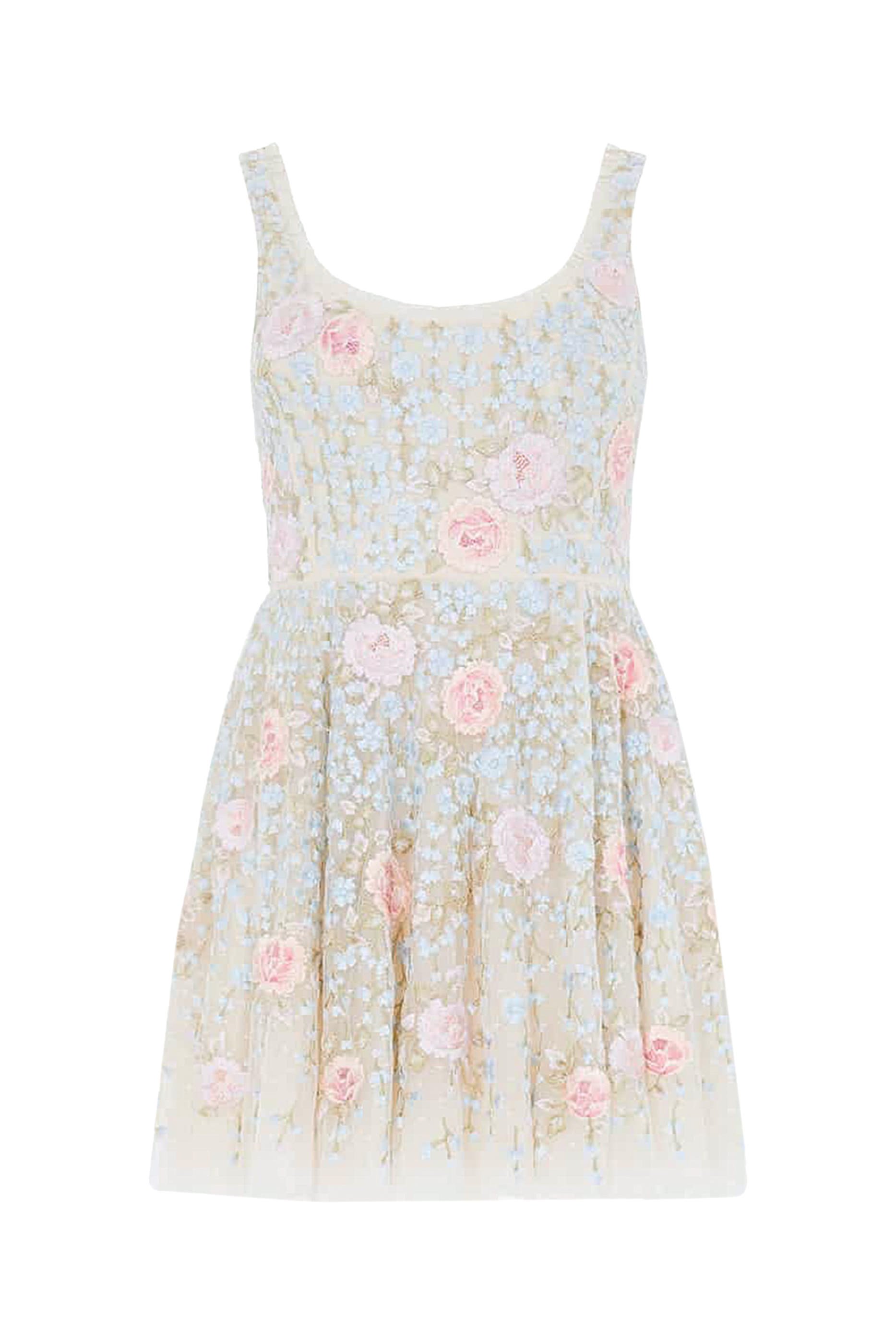 Cressida Embroidery Scoop Neck Micro Mini Dress