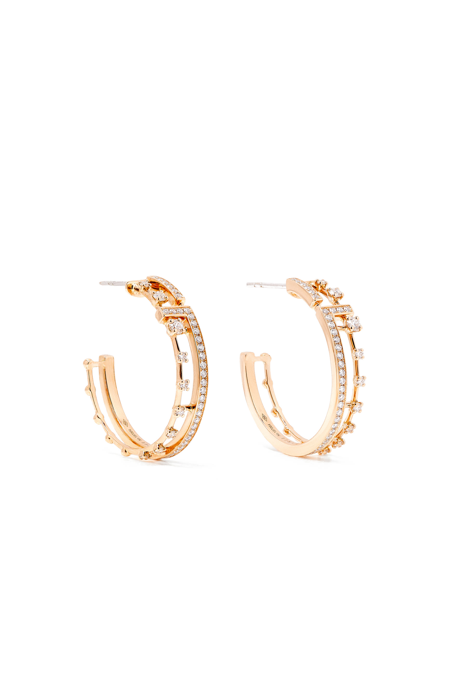 Avenues Hoop Earrings, 18k Rose Gold with Diamonds
