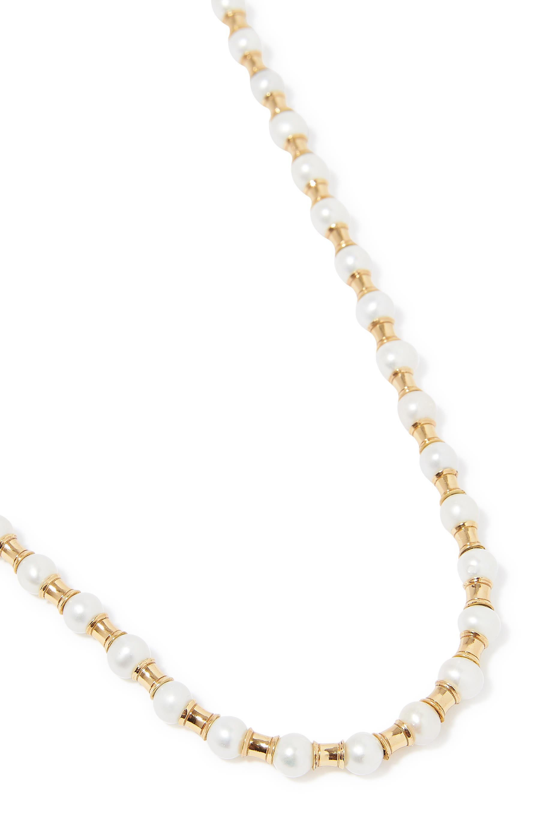 Pearl Spacer Necklace, 24k Gold-Plated Sterling Silver