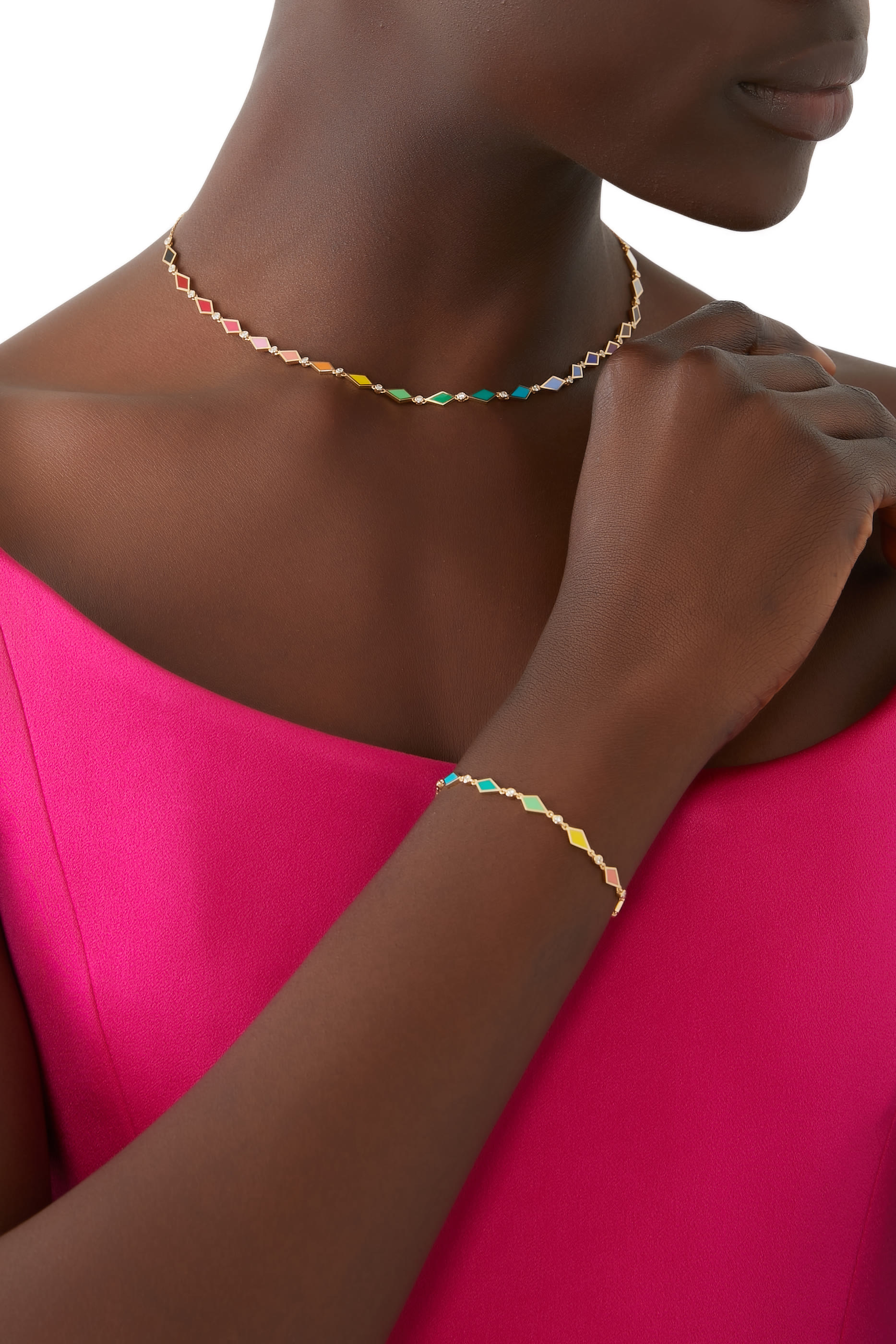 Mosaic Necklace, 18k Yellow Gold & Diamonds