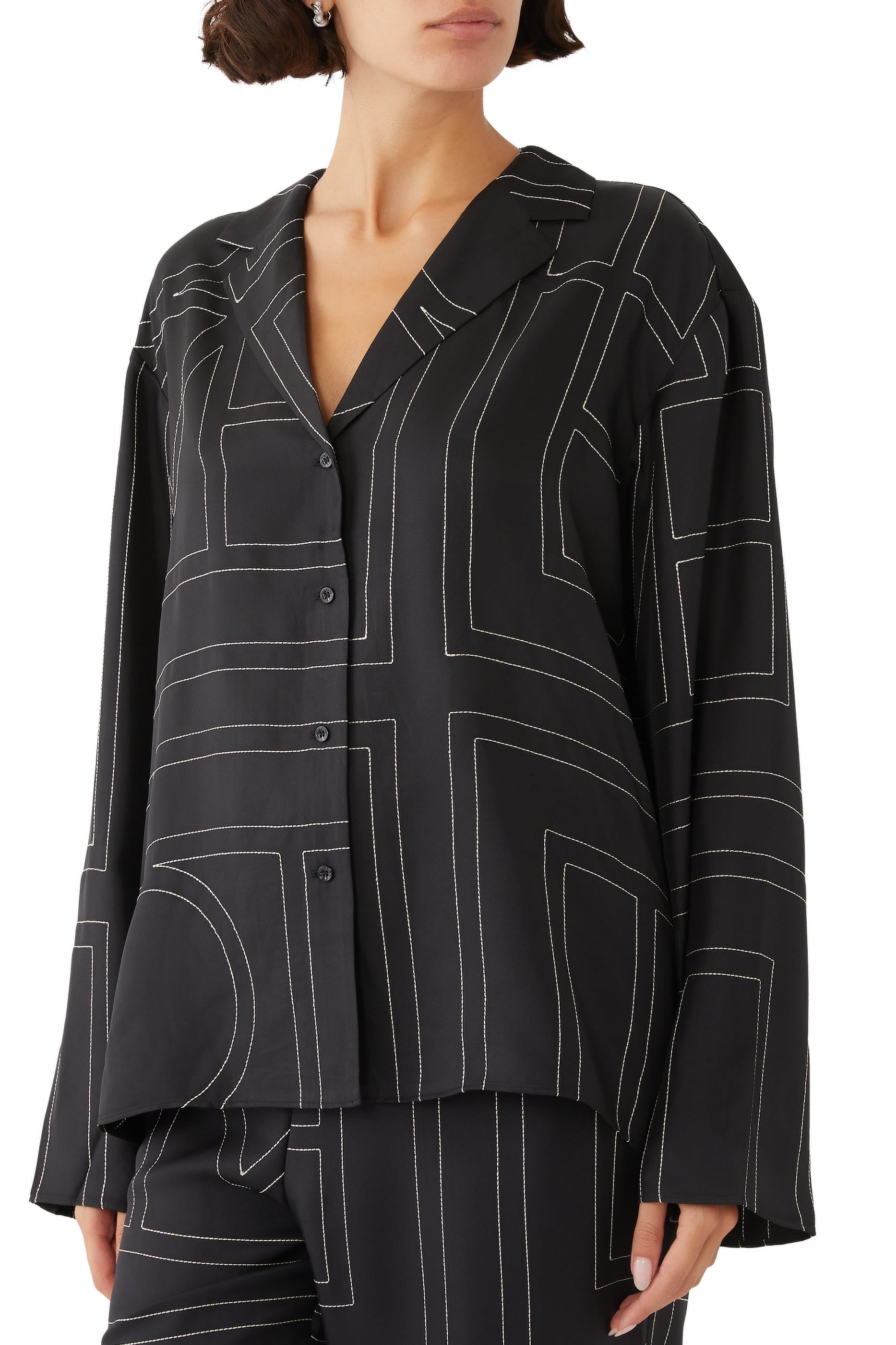 Monogram Silk Pajama Top