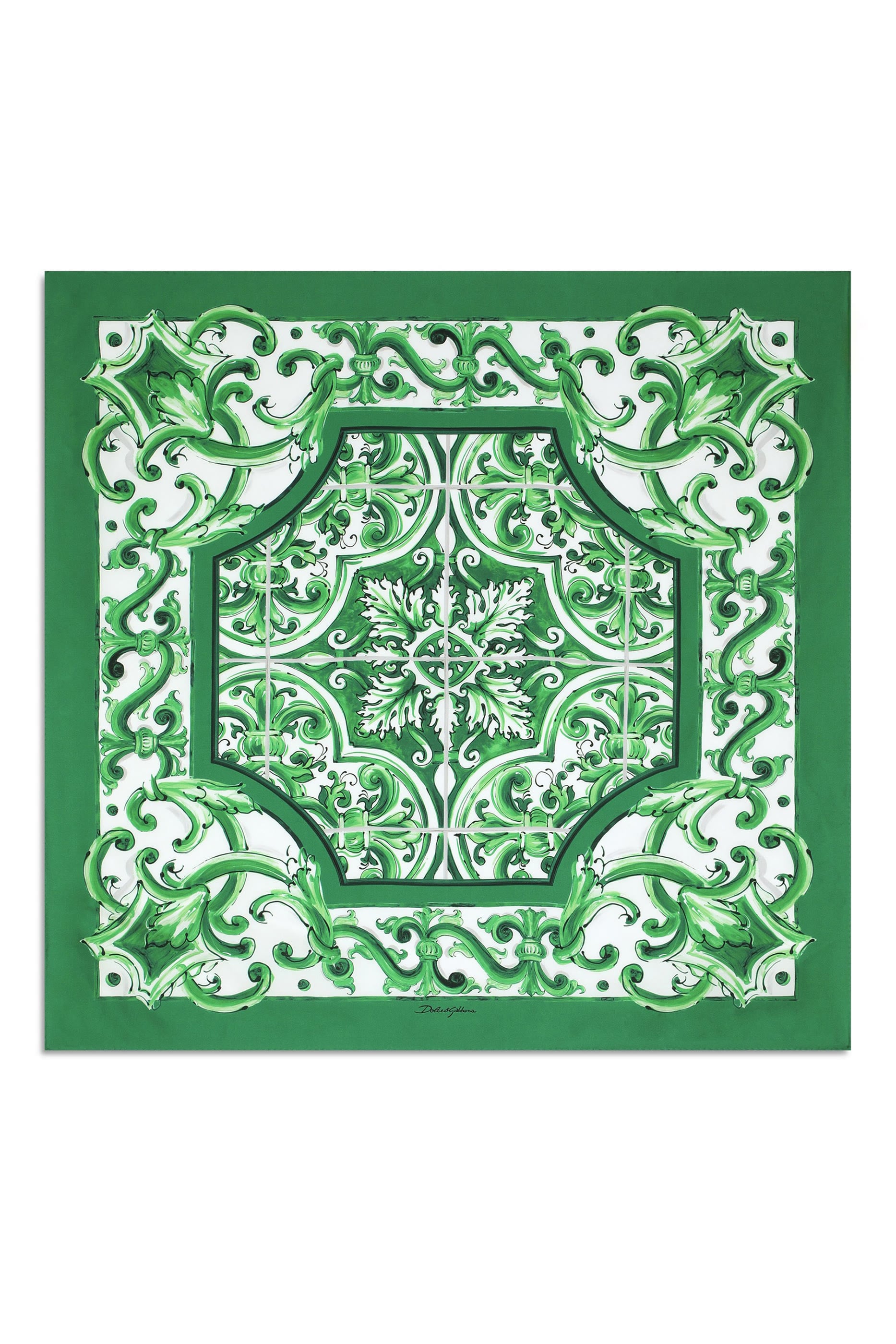  Majolica-Print Silk Bandanna