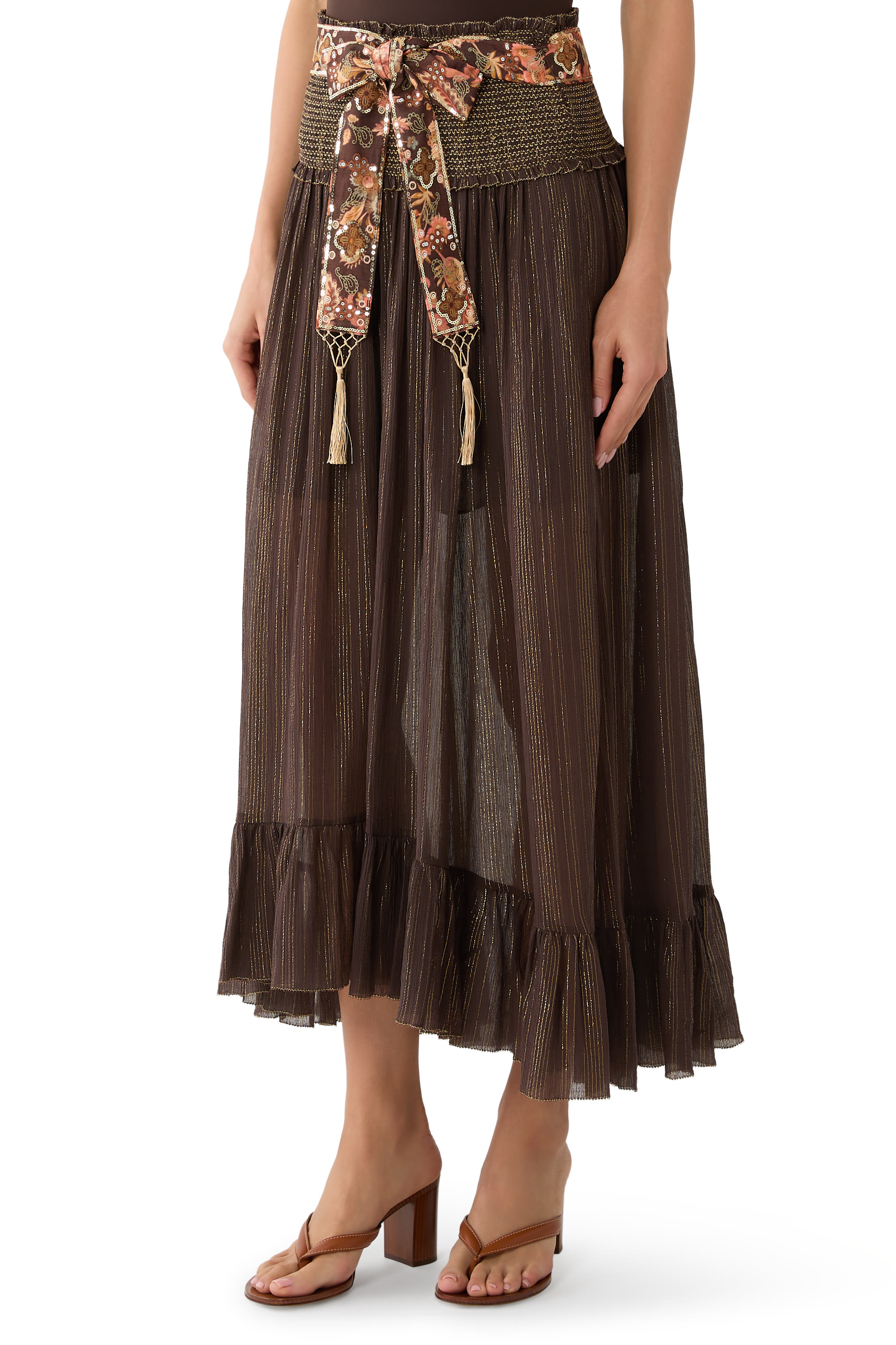 Aster Shirred Midi Skirt