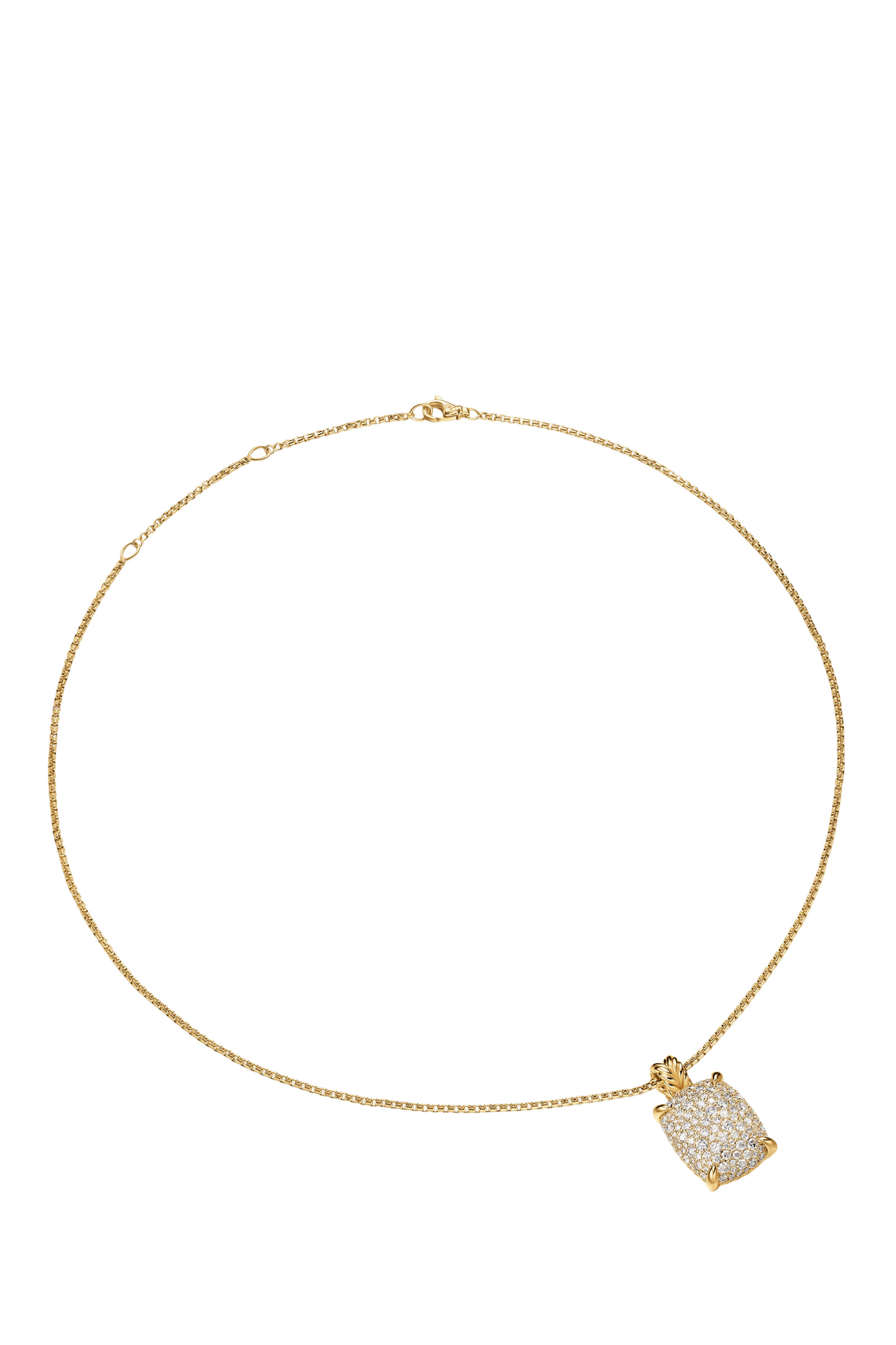 Ch&acirc;telaine&reg; Elongated Pendant Necklace, 18K Yellow Gold & Diamonds
