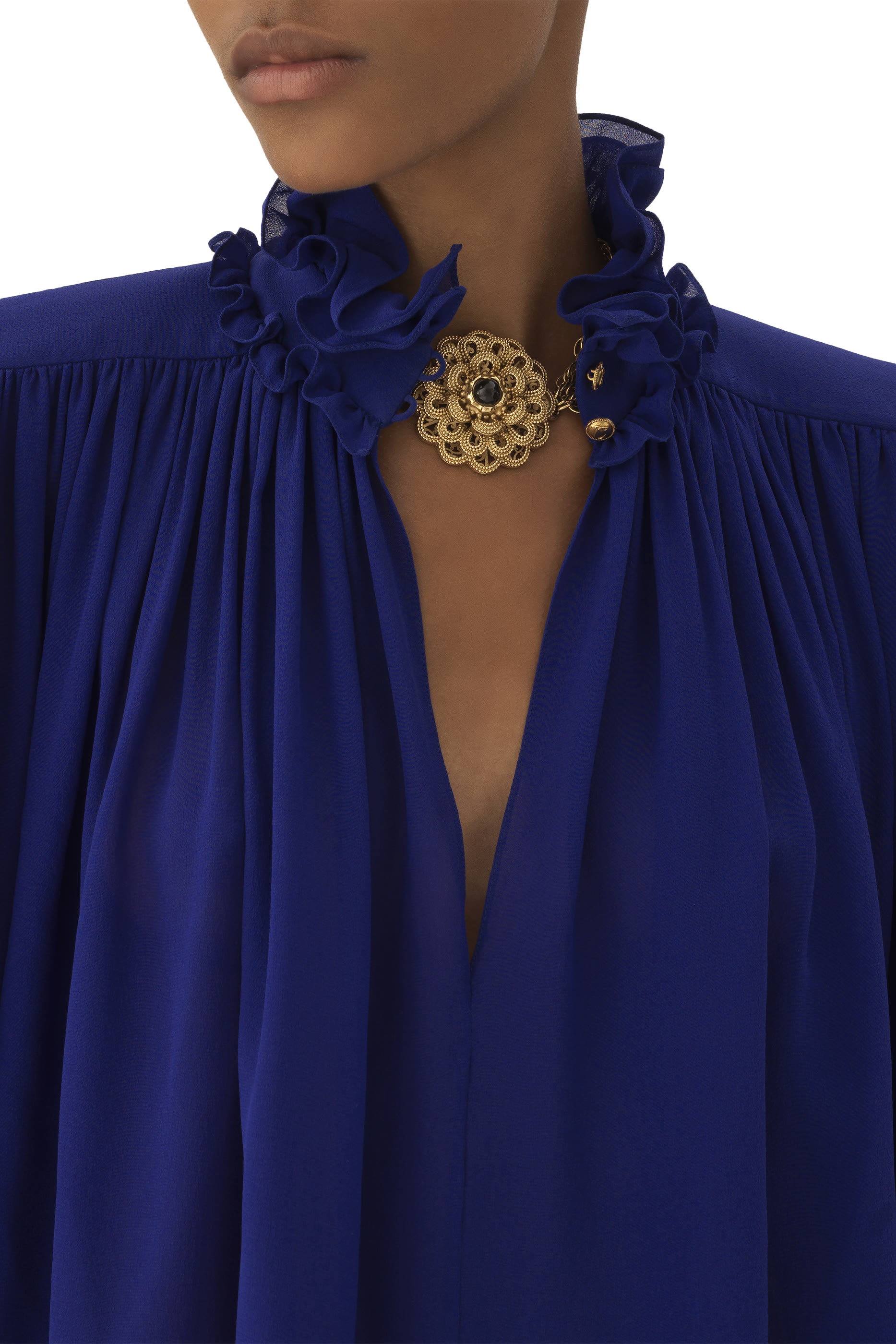 Maxi Gathered High-Neck Top