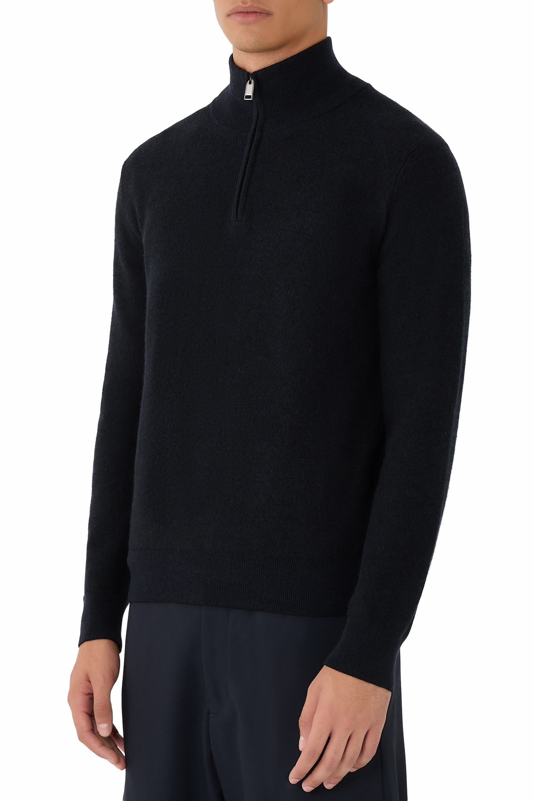 Half-Zip Mockneck Cashmere & Wool Sweater