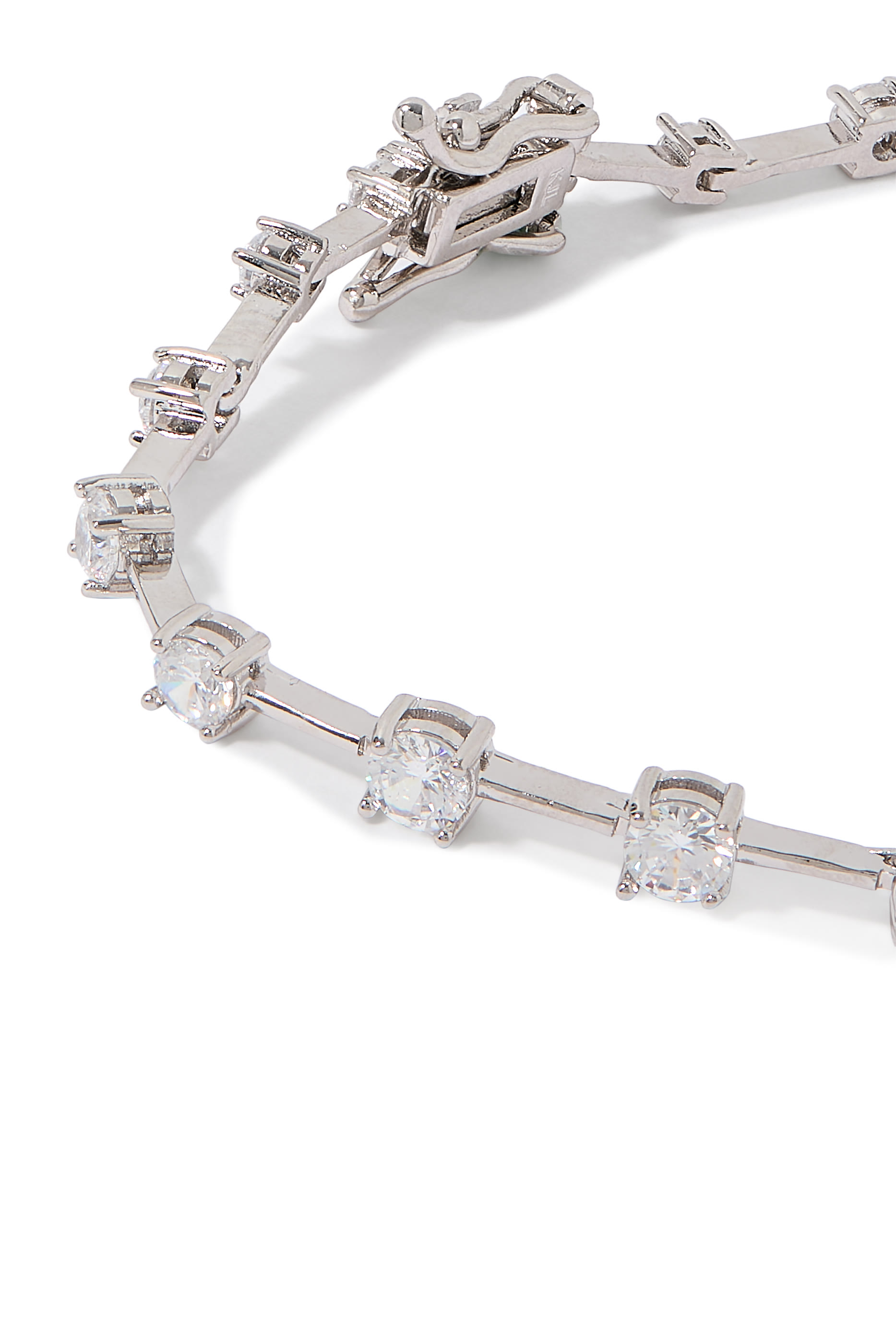 Delicate Round Bracelet, Rhodium Plated Brass & Cubic Zirconia