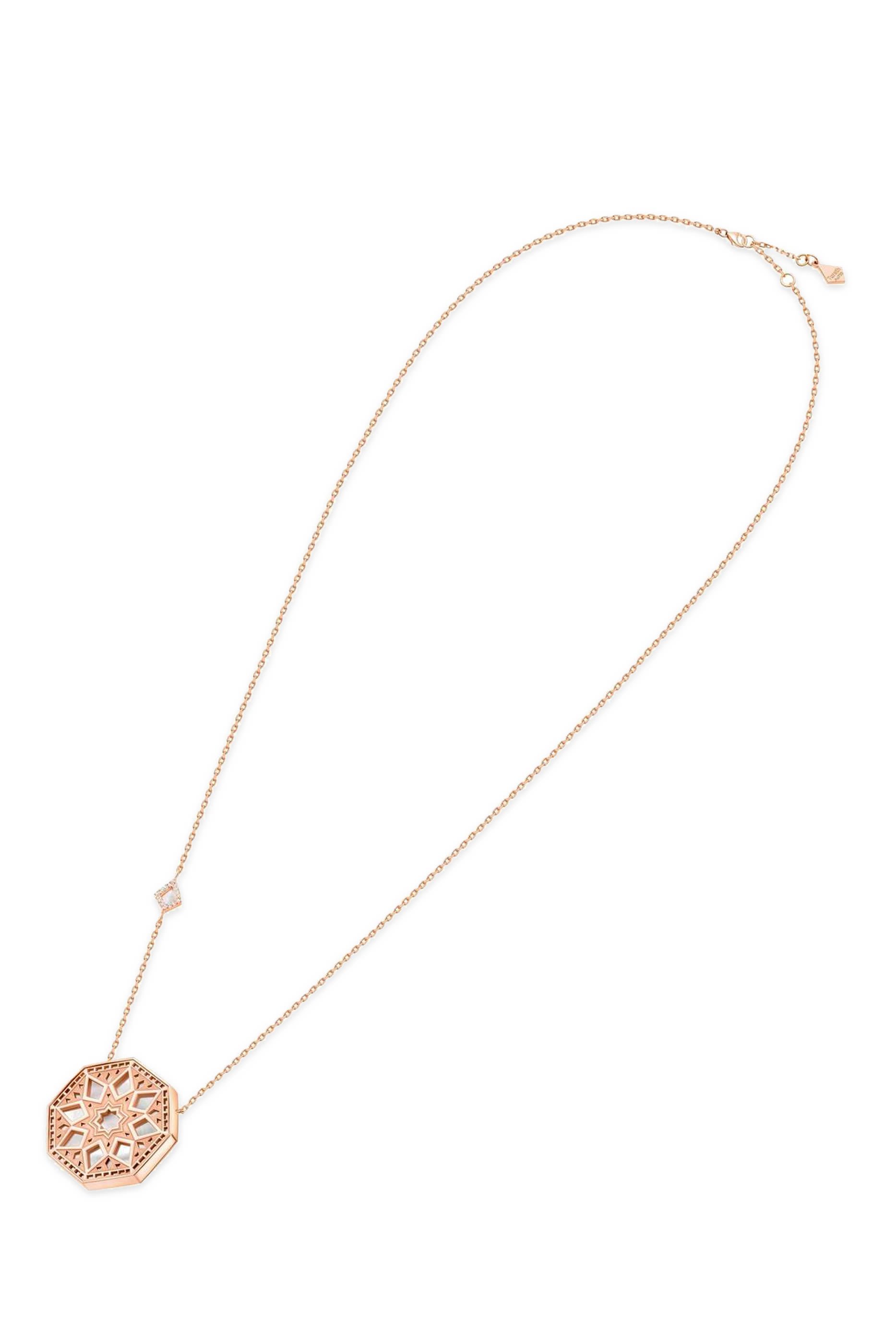 Classic Turath Medium Necklace, 18K Rose Gold, Mother of Pearl & Diamonds