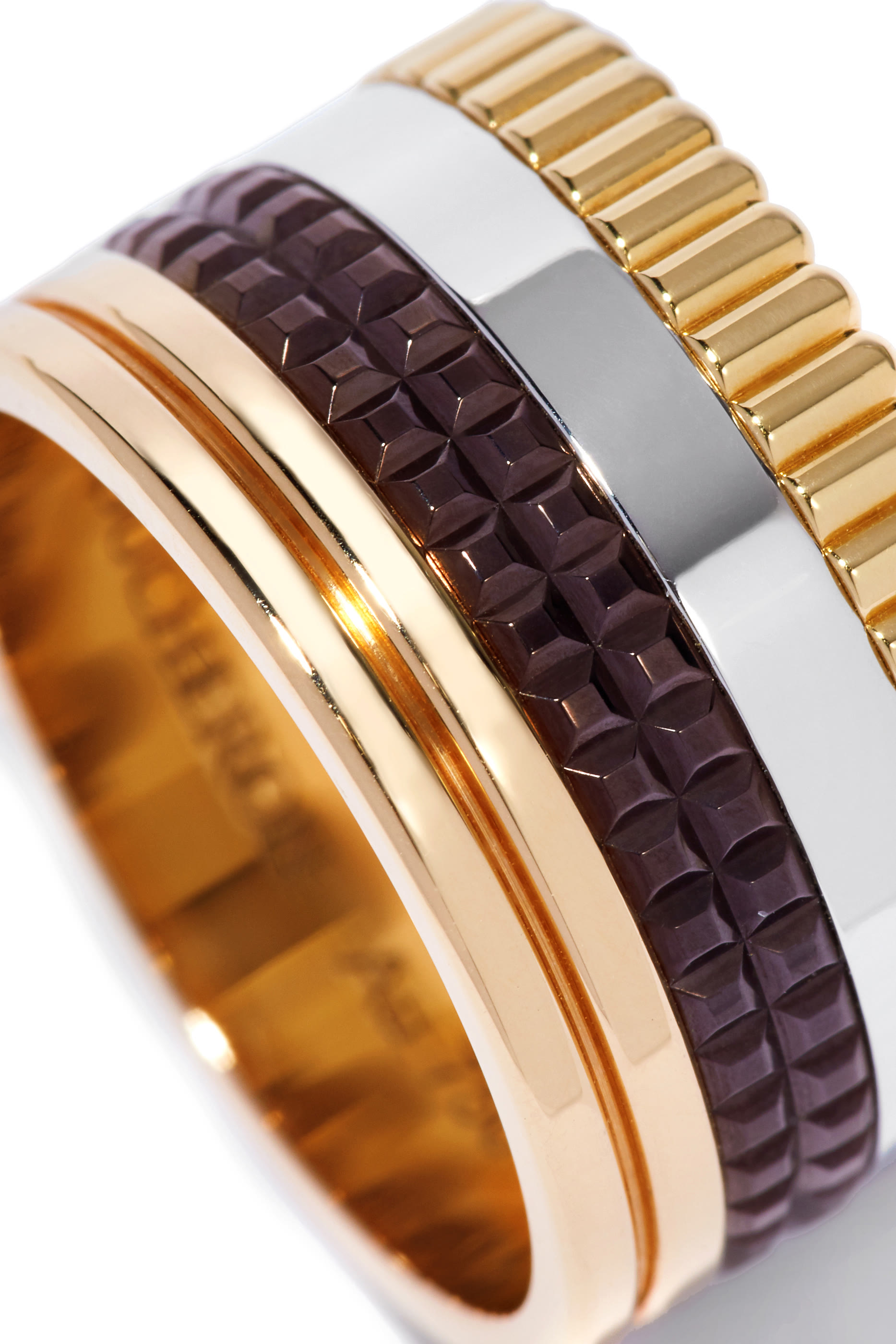 Quatre Classique Large Ring, 18K Mix Gold And Brown Pvd