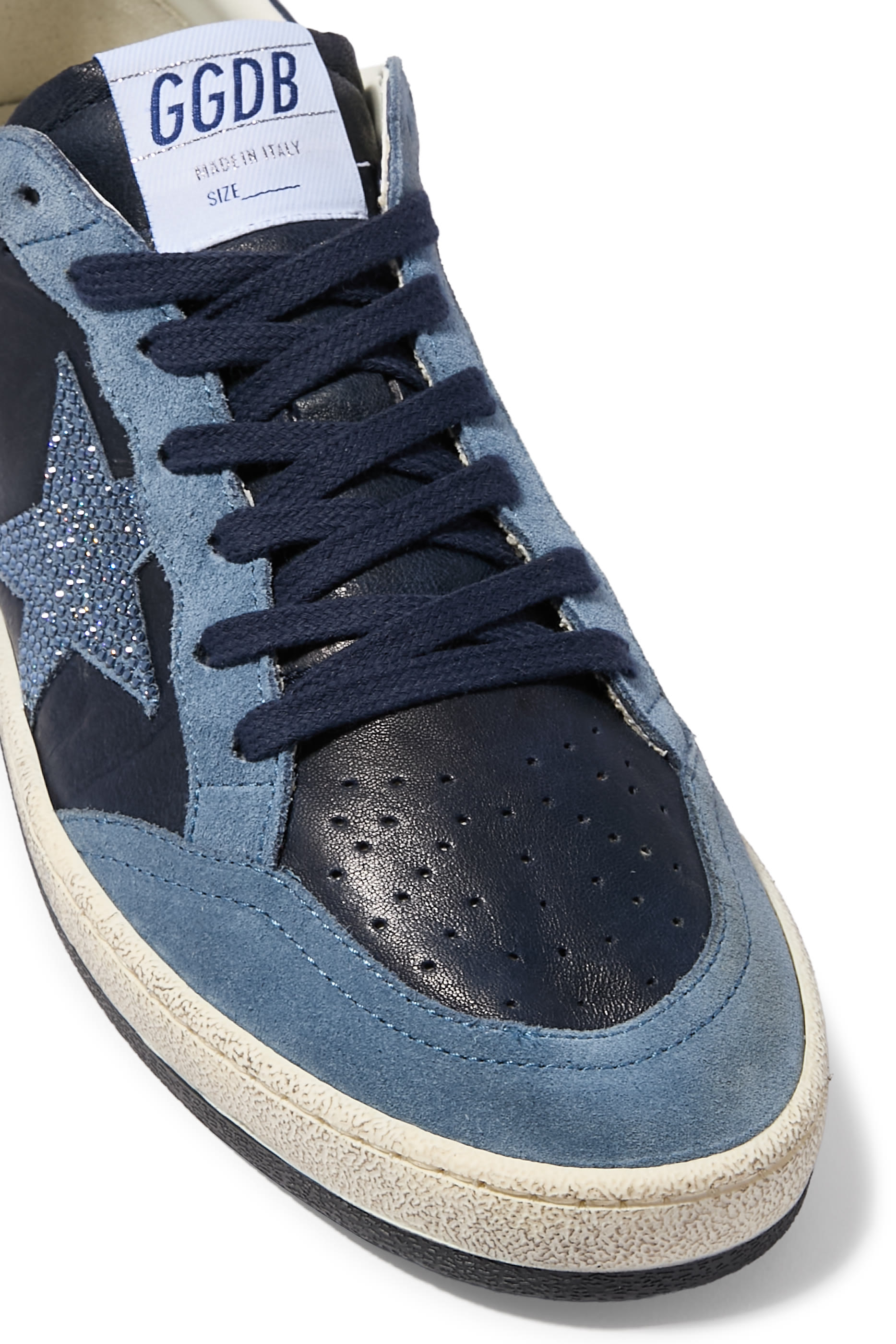 Ball Star LTD Snaekers in Leather with Swarovski Crystal Star and Suede Inserts