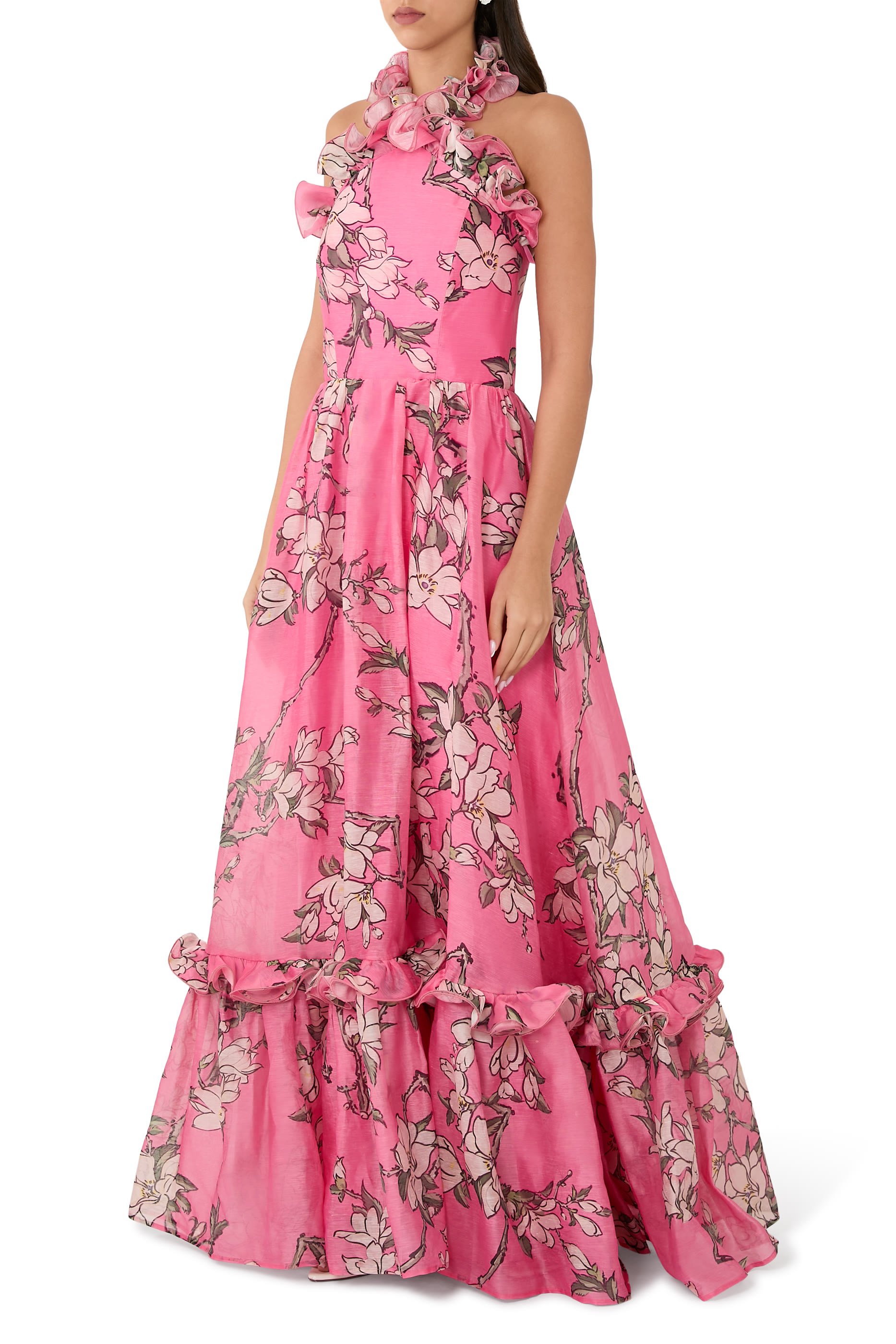  Isabelle Ruffled Halterneck Maxi Dress 