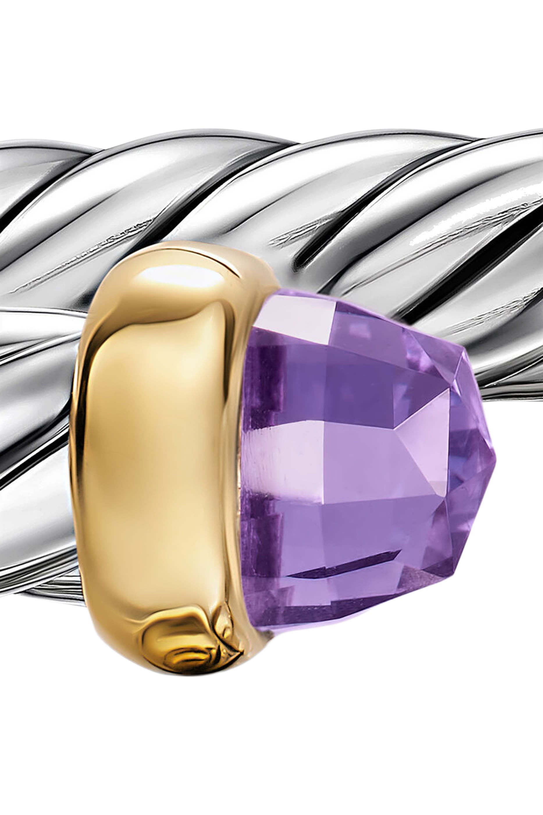 Cable Flex® Bracelet, Sterling Silver, 14K Yellow Gold & Amethyst