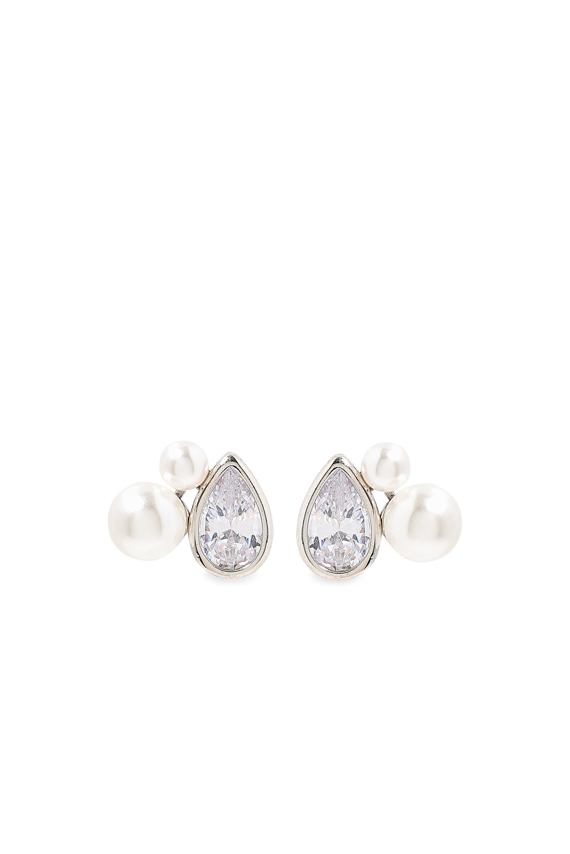 Faura Stud Earrings, 14k Vermeil with Shell Pearl & Crystal Accents