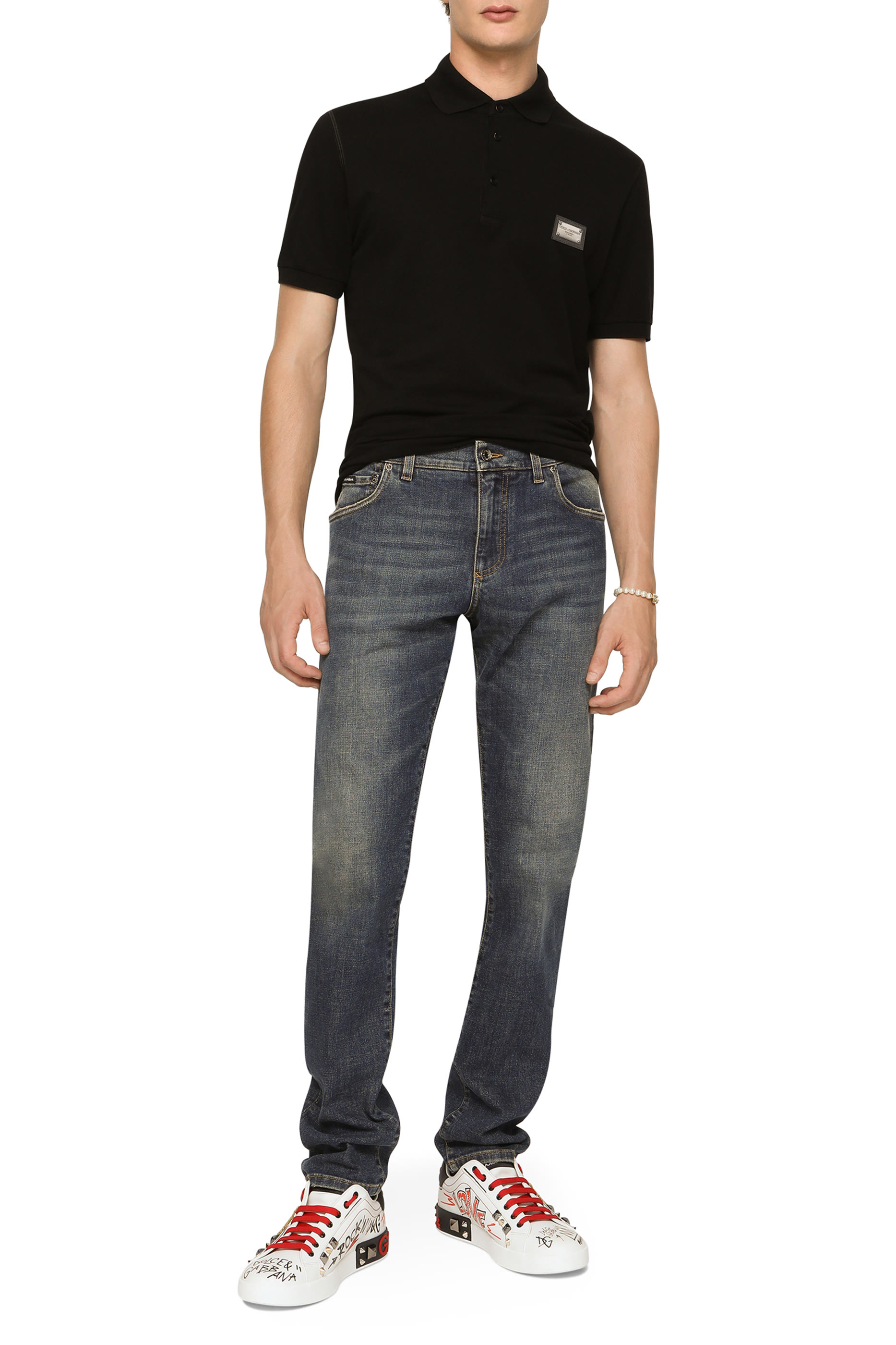 Cotton Piqué Polo-Shirt with Branded Tag
