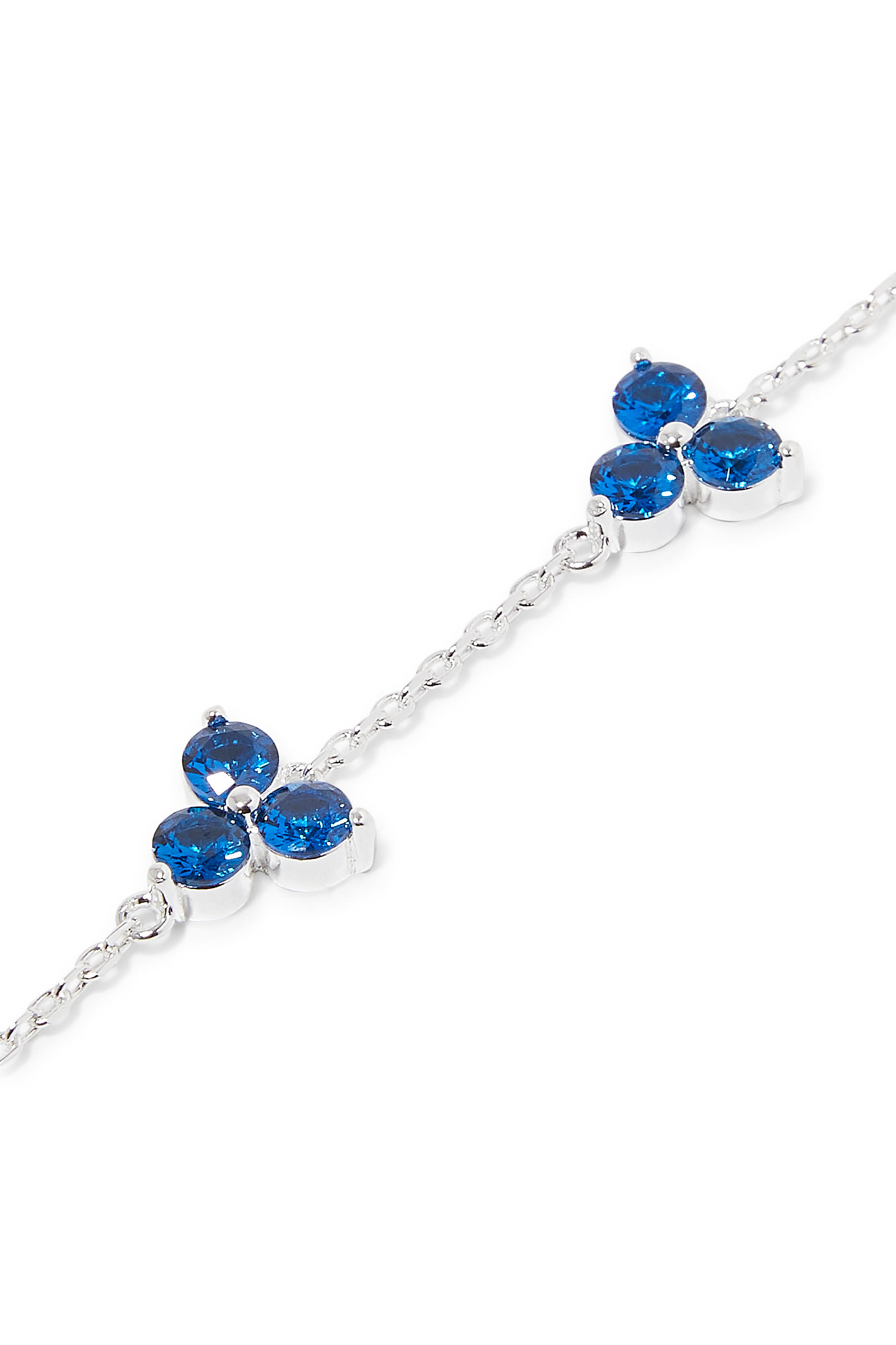 Como Link Bracelet, .925 Sterling Silver & Round cut 5A Sapphire Cubic Zirconia