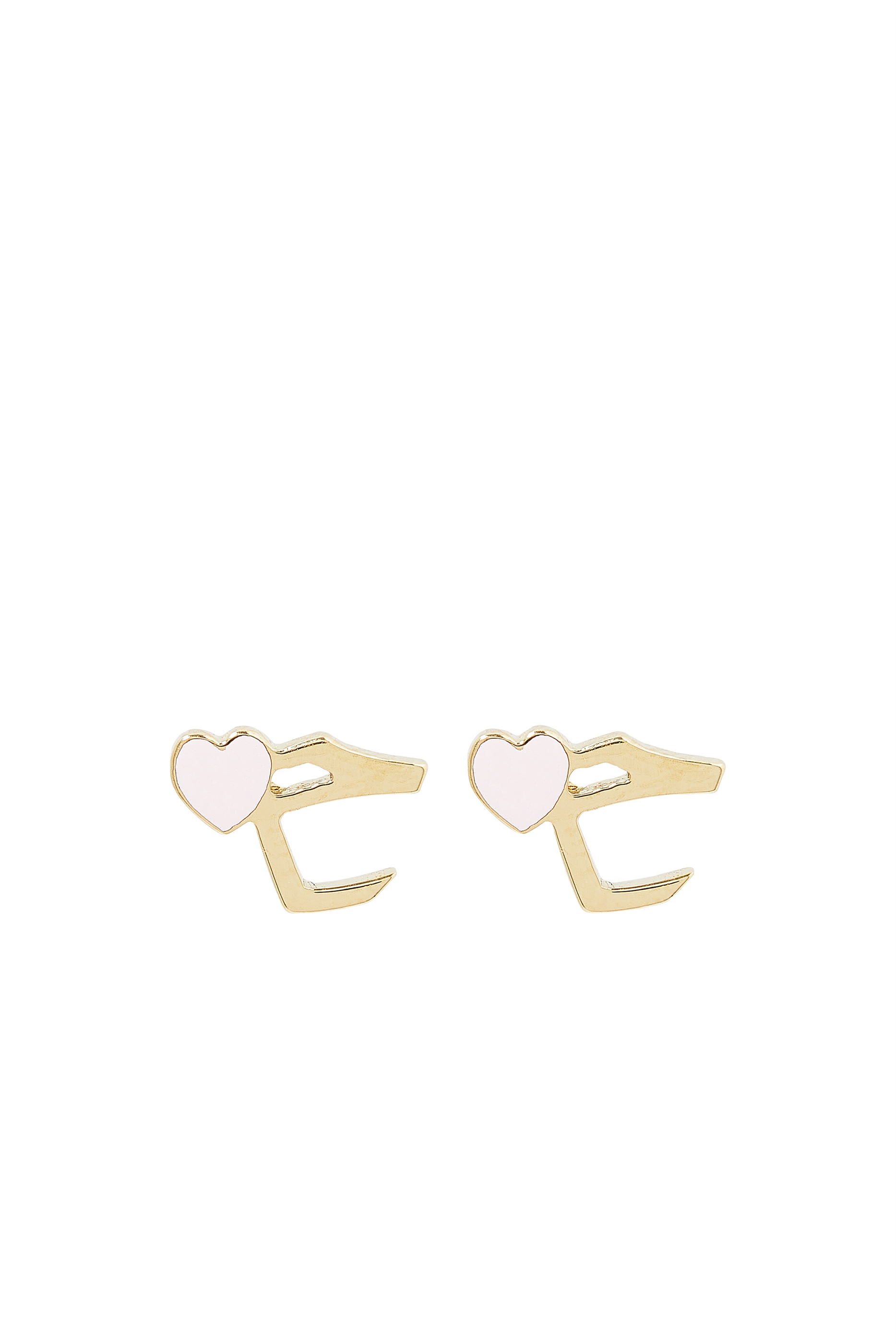 Kids Tiny Bling Heart Earrings, 18K Yellow Gold & Enamel