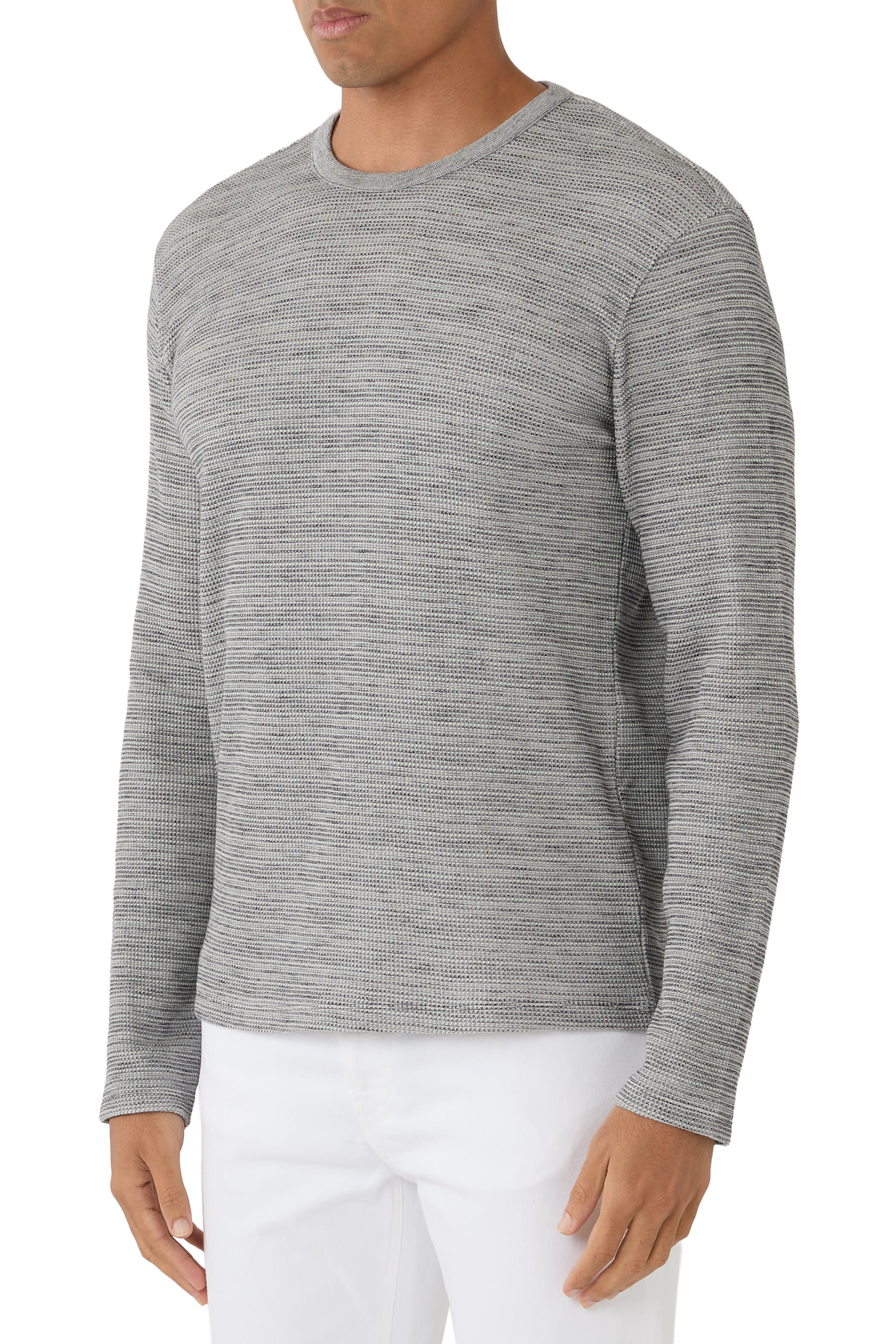  Space-Dye Cotton-Blend Thermal Long-Sleeve T-Shirt