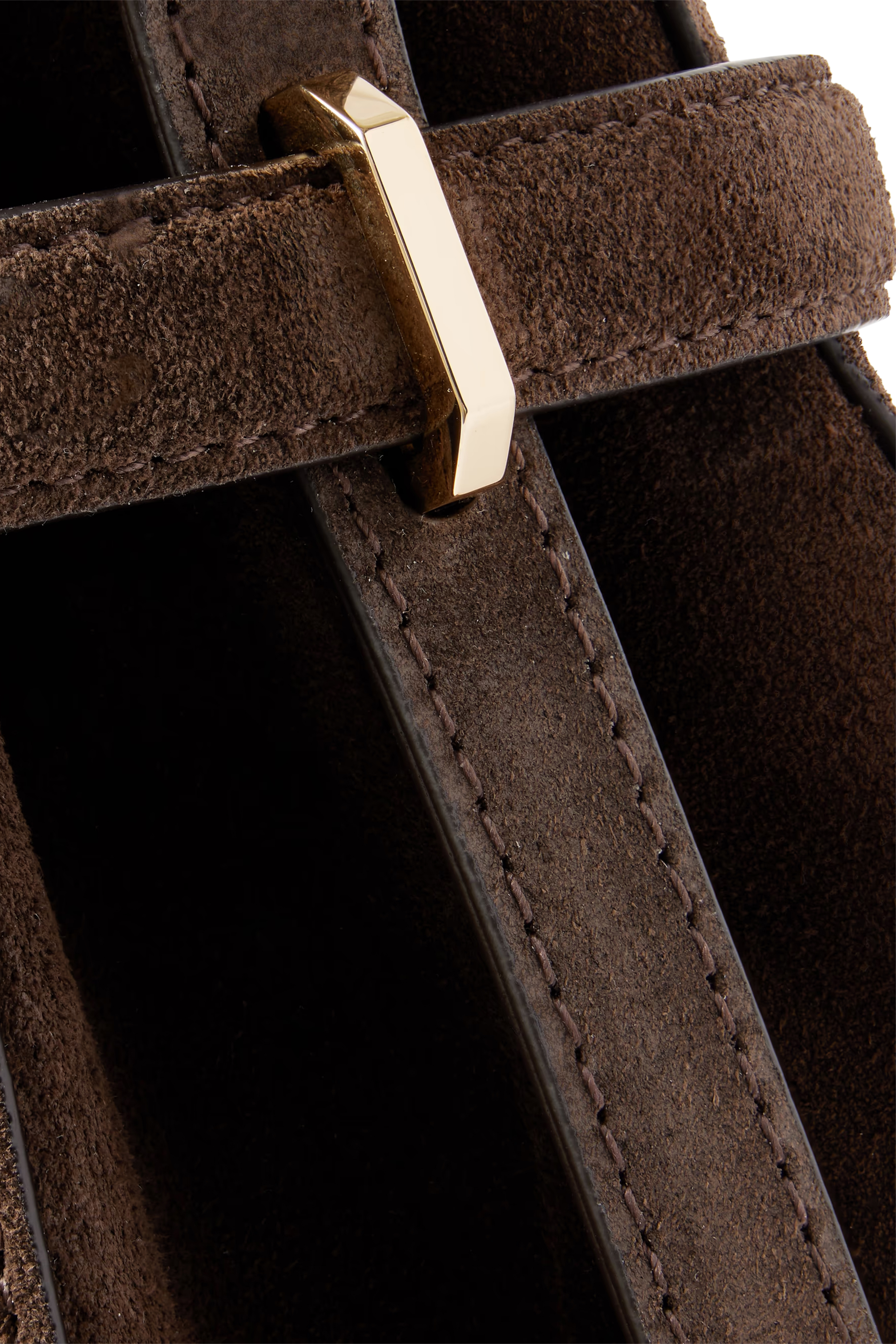 Belted Suede Bucket Bag