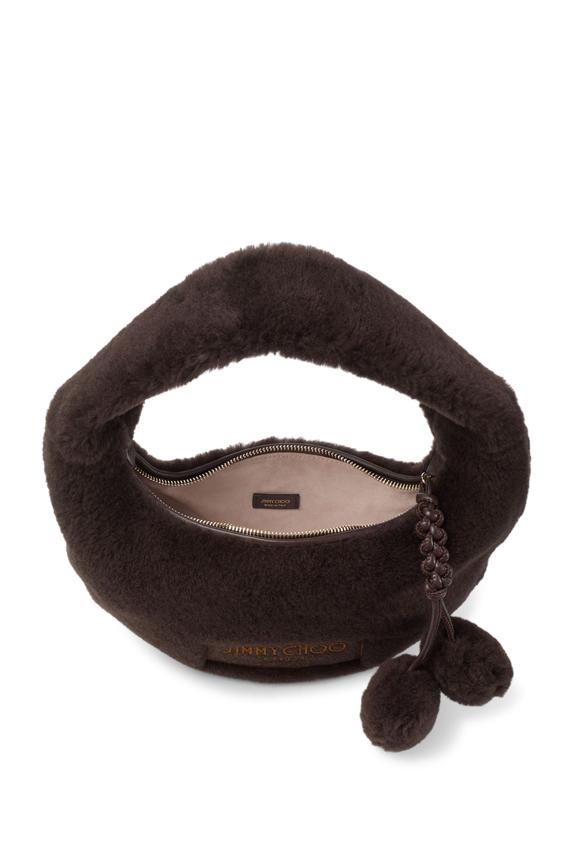 Pom Pom-Details Winter Hobo Bag