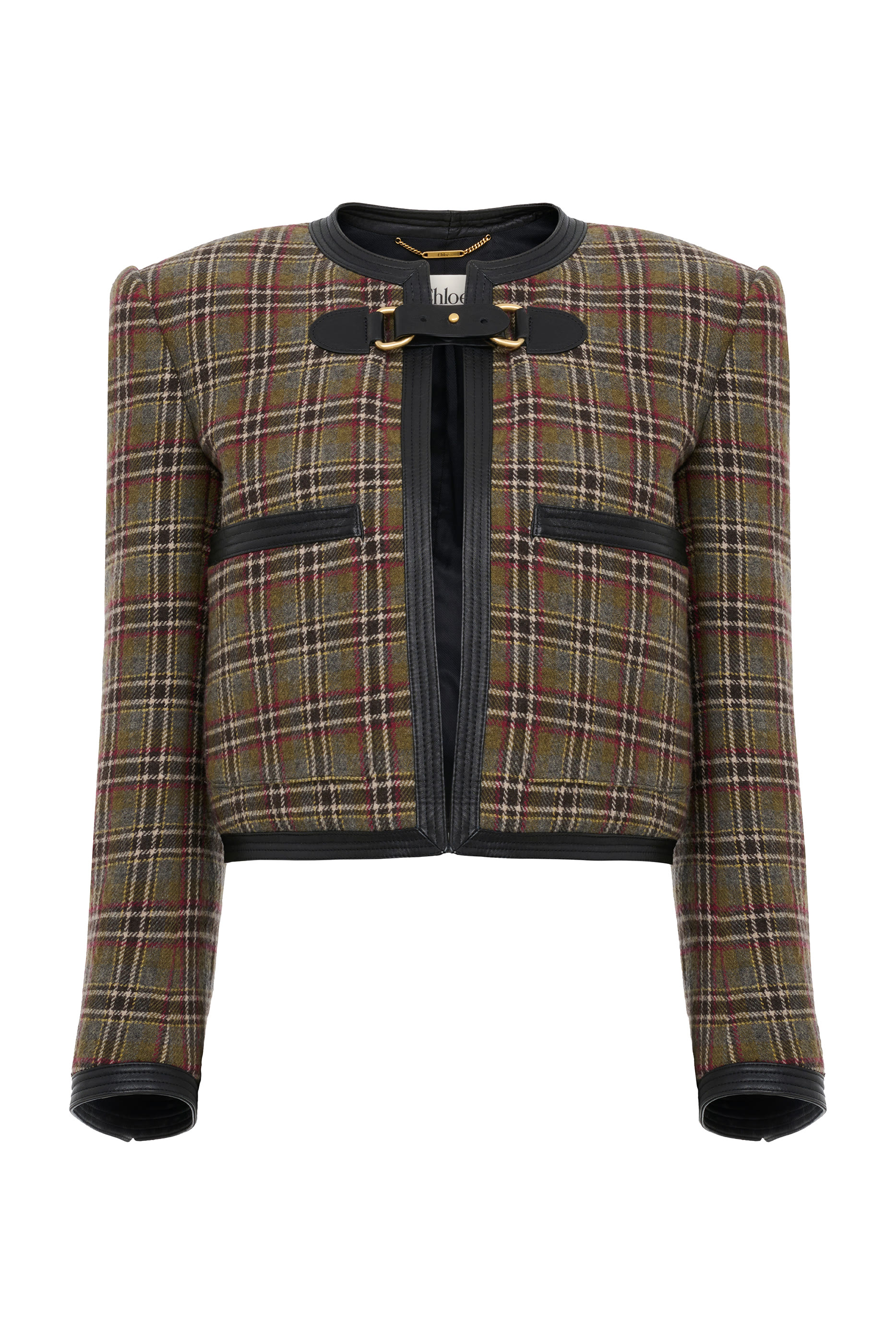 Collarless Cropped Boxy Jacket