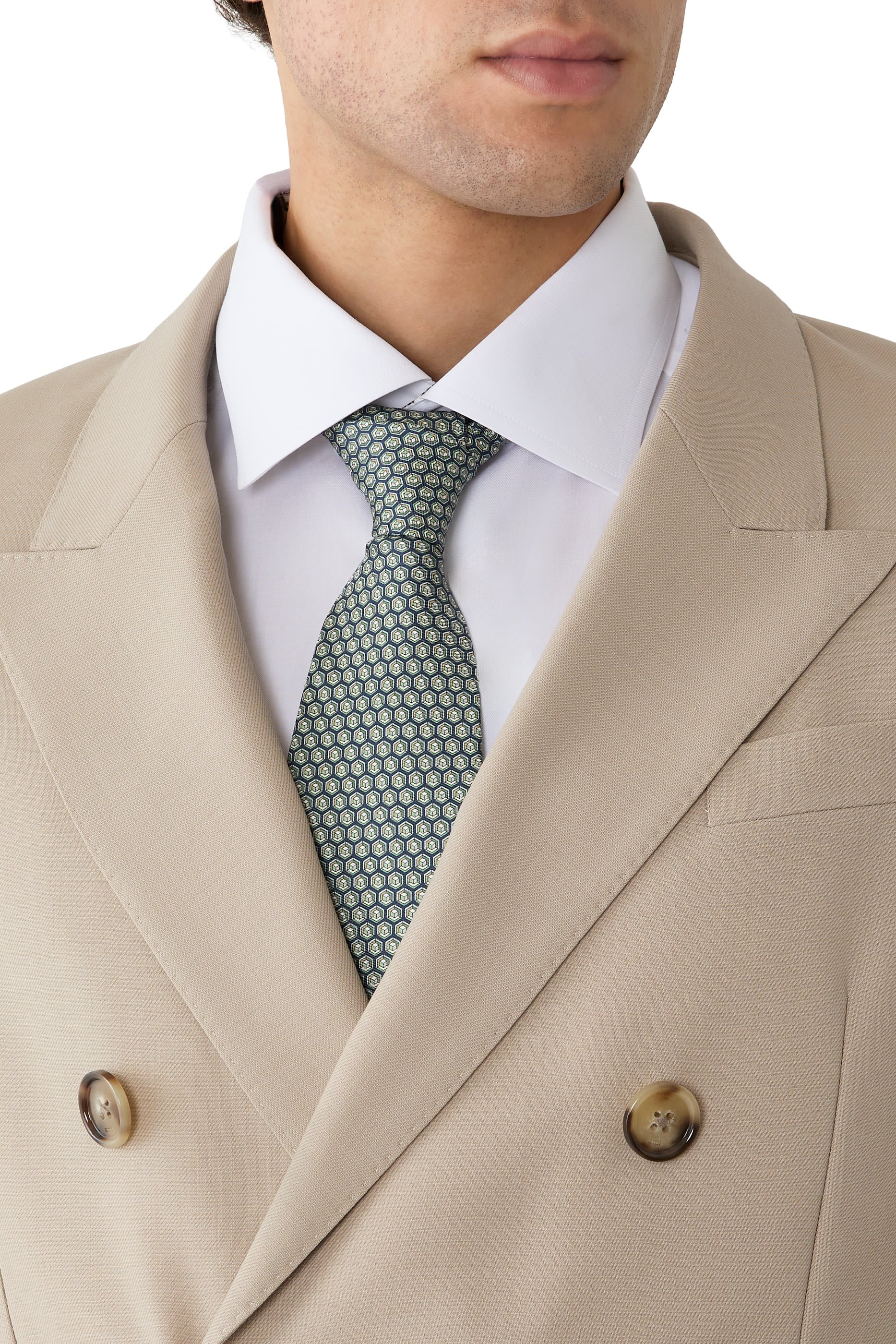 Geometric Print Silk Tie