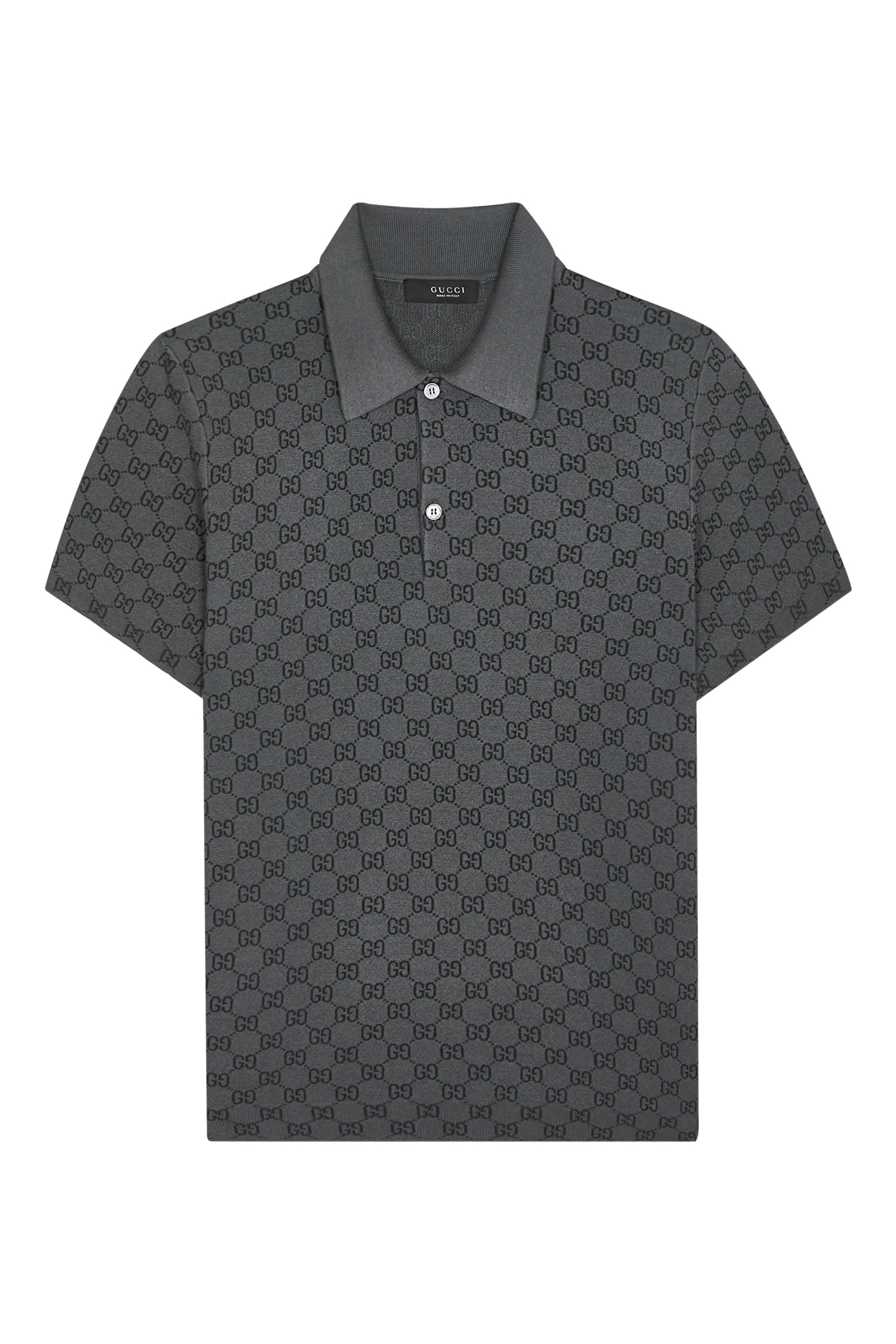 GG Wool Silk Jacquard Polo Shirt