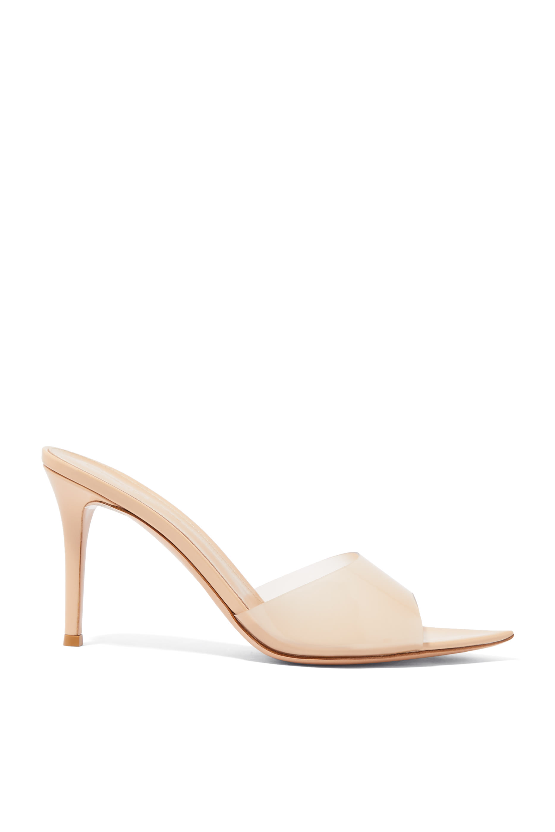 Elle 85 Mules in Plexi and Leather