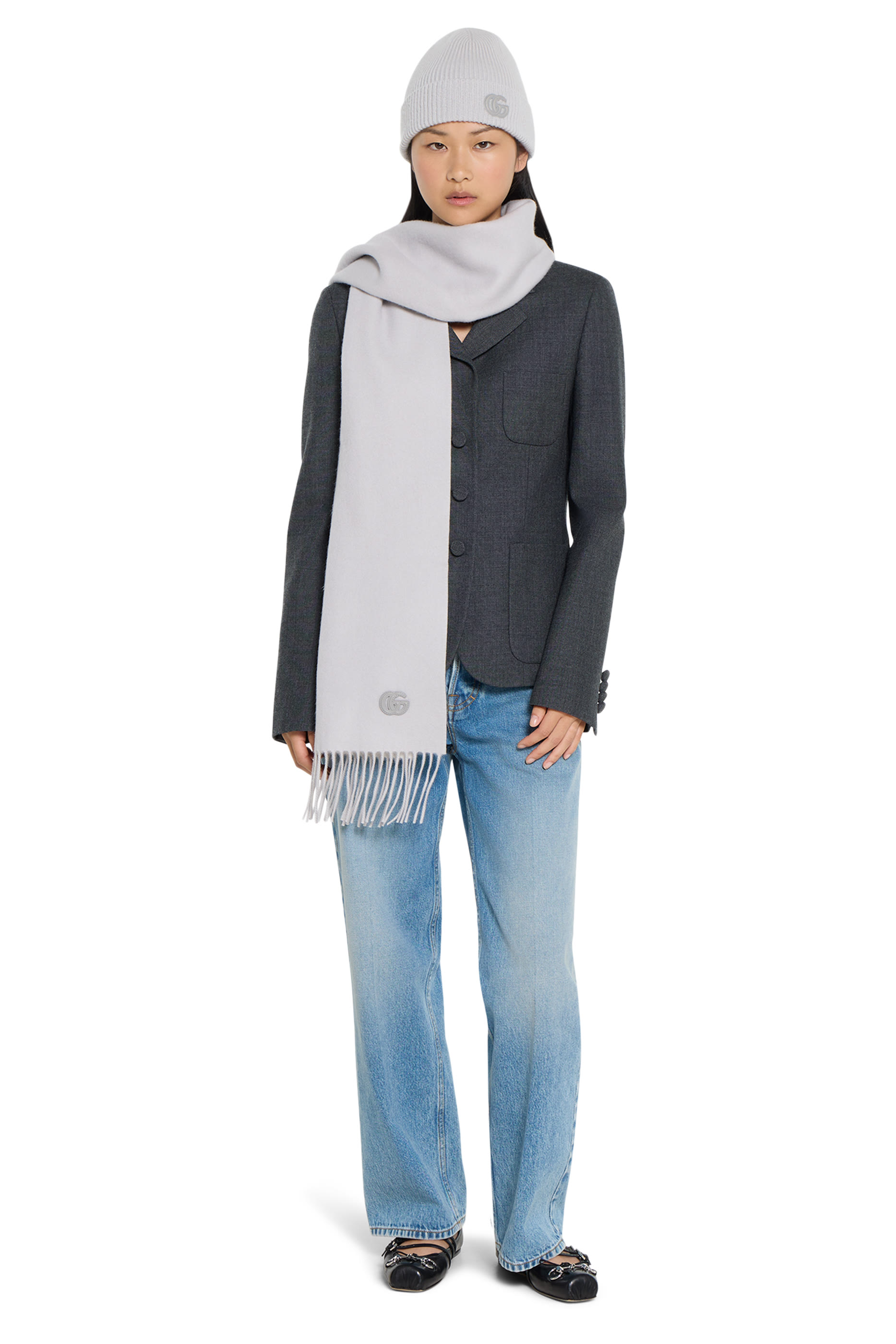 Logo Patch Cashmere Scarf