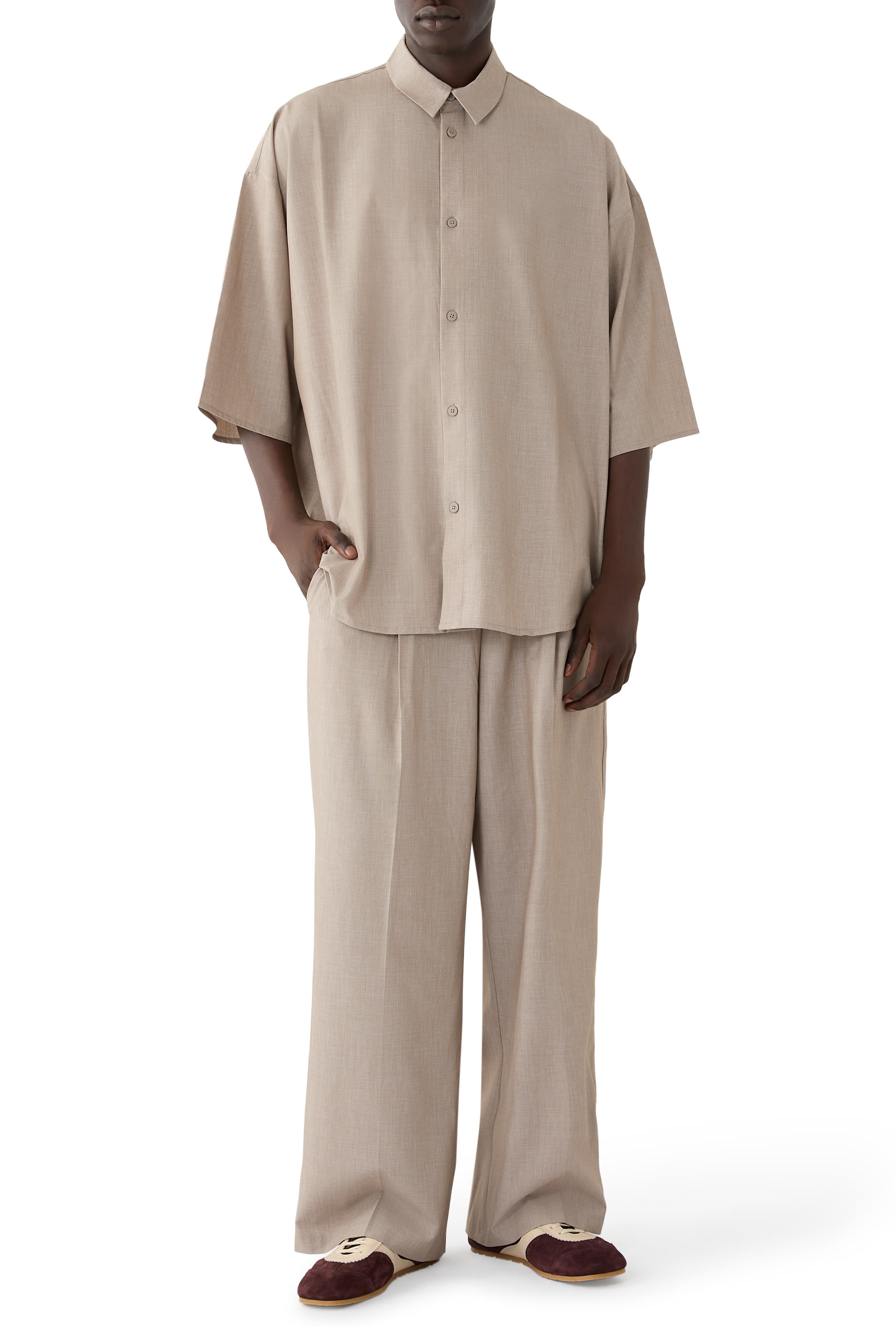  Silk Blend Pleat Front Drawstring Pants 