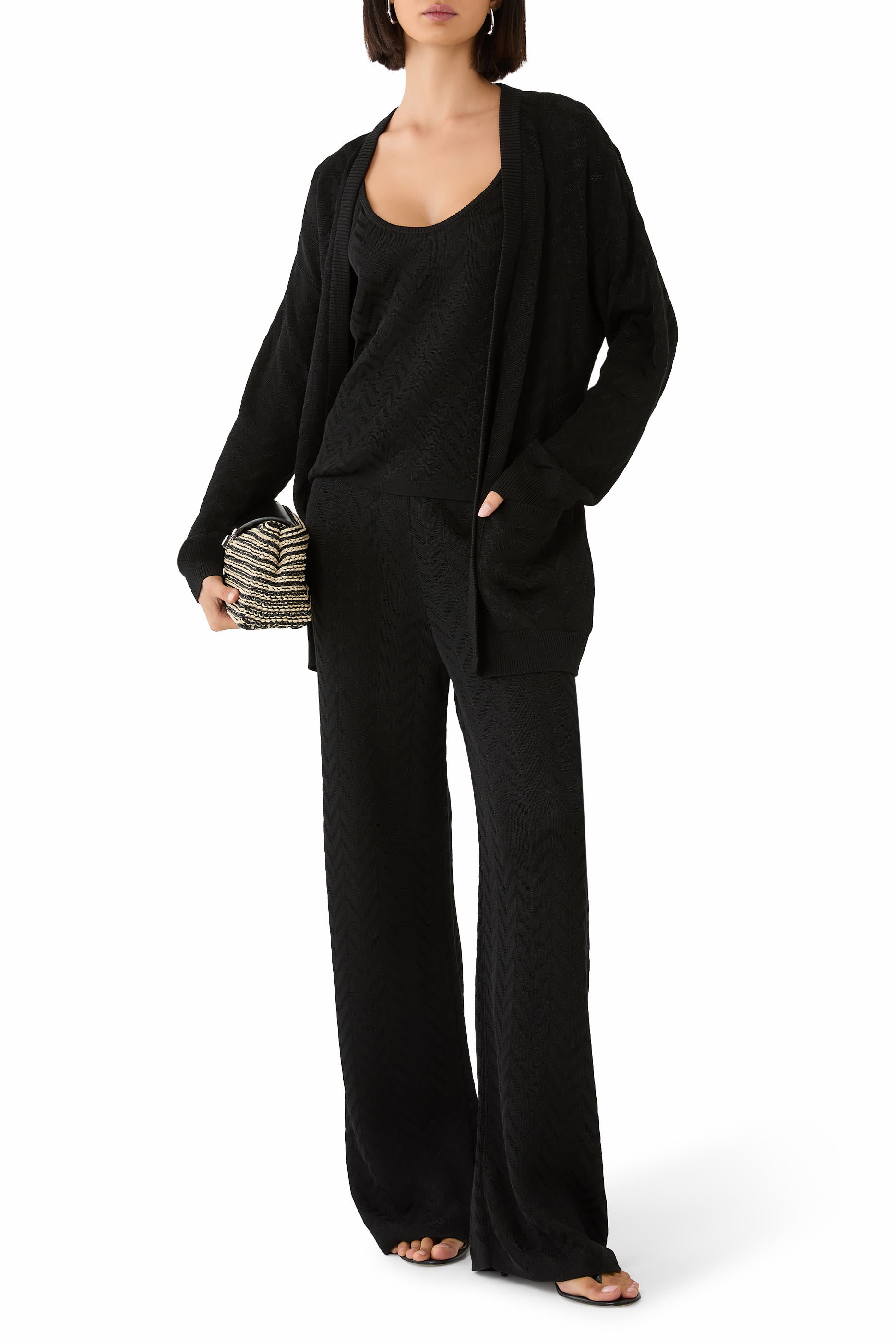 Straight-Leg Stretch Chevron Trousers