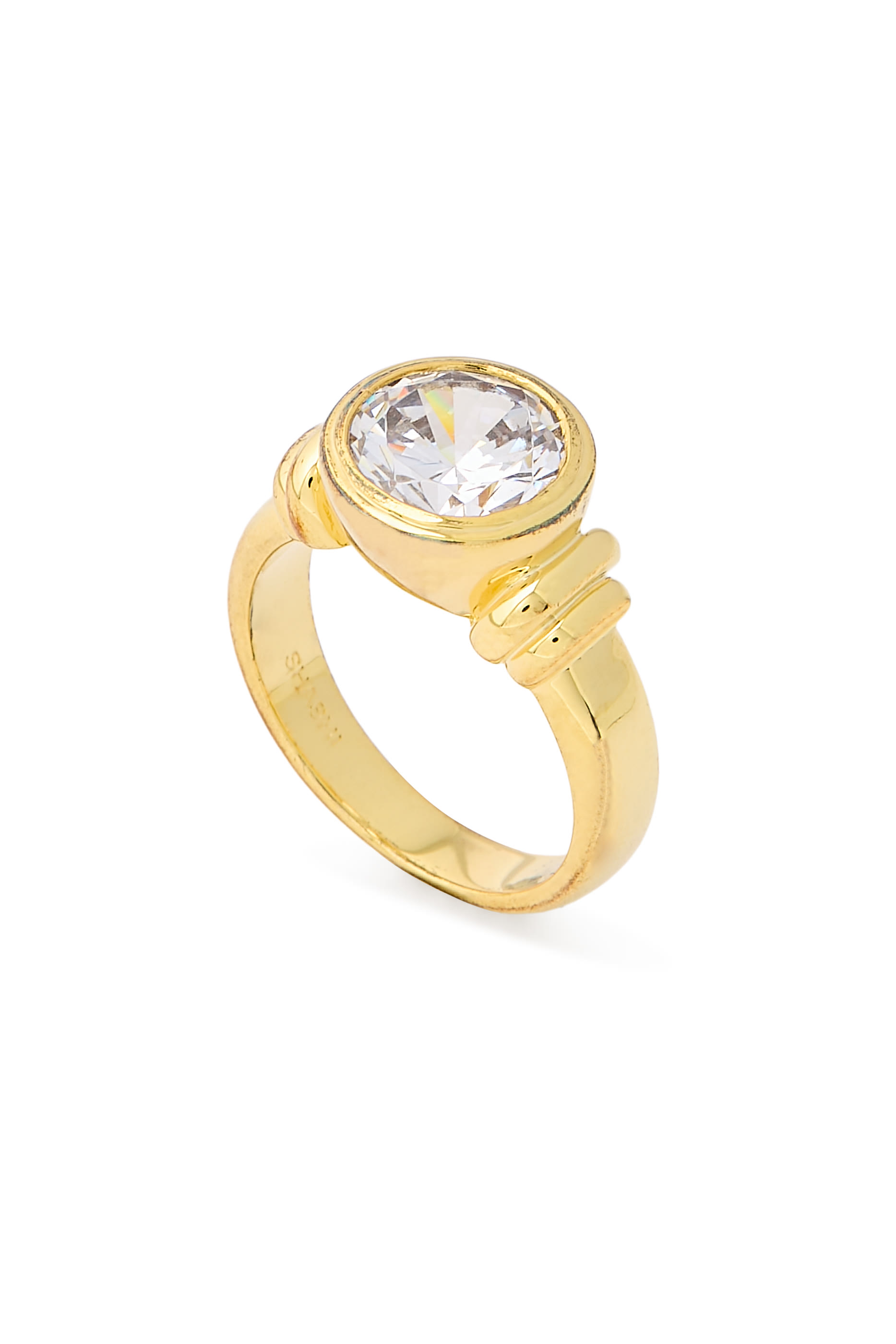 Diamond Pinky Ring, 14K Gold Plated with Cubic Zirconia