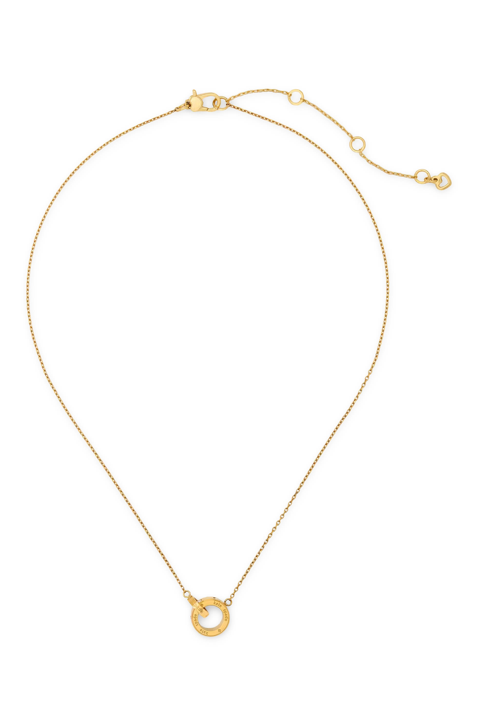 Set in Stone Interlink Pendant, Plated Metal, Stainless Steel & Cubic Zirconia, Glass Stone