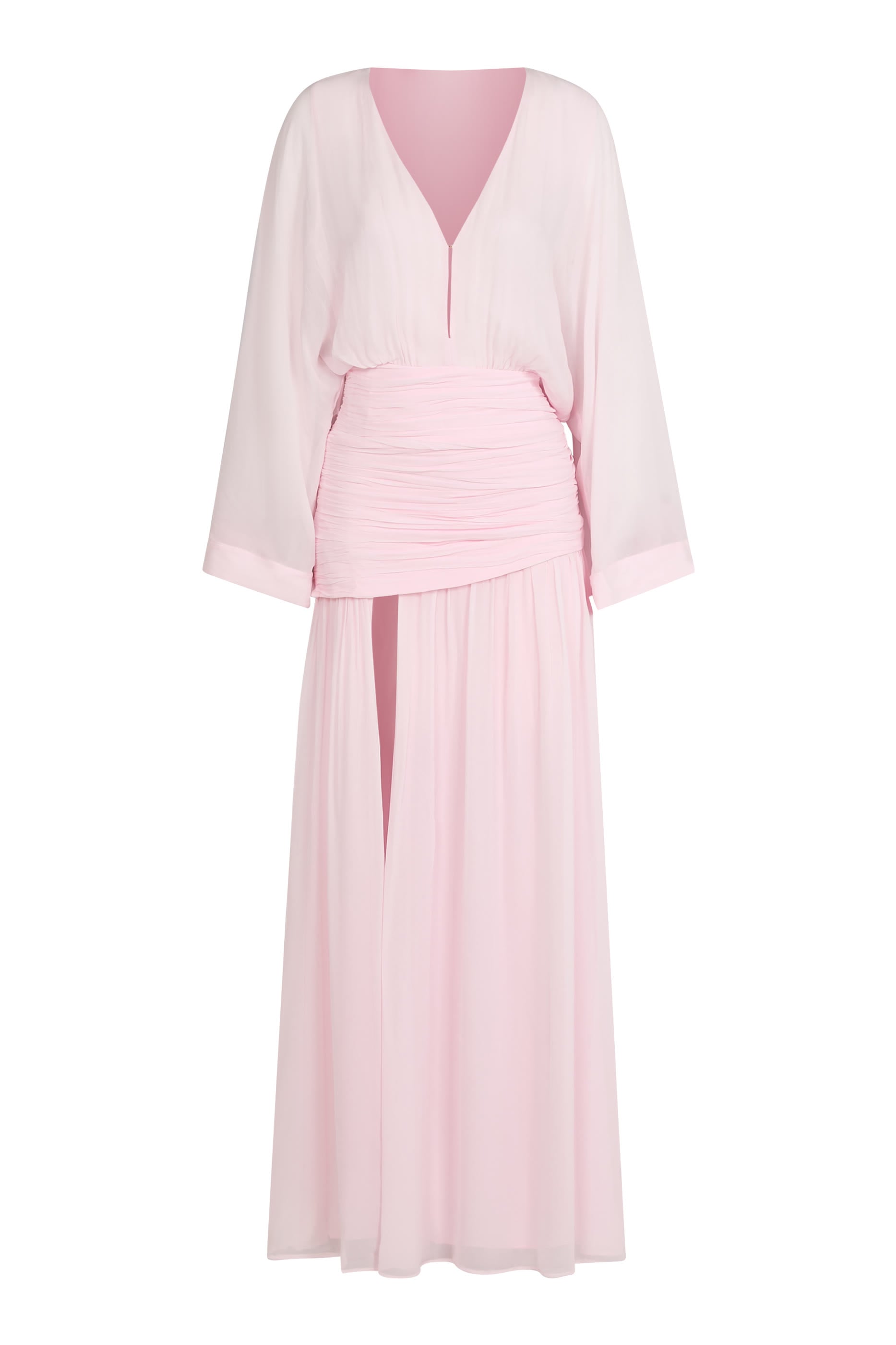 Amina Flared Sleeve Plunged Maxi Dress