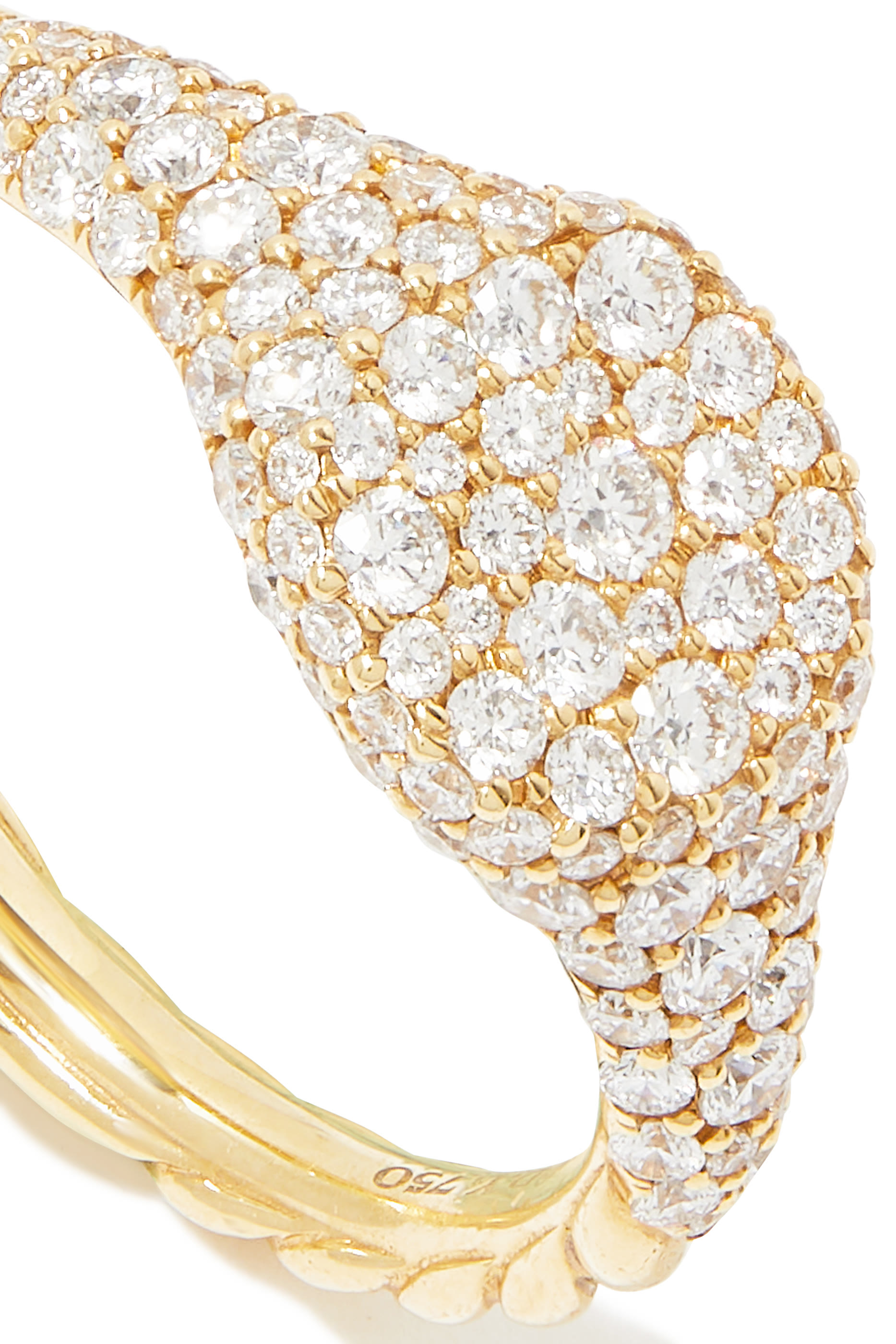 Petite Pav&eacute; Pinky Ring, 18k Yellow Gold & Diamonds