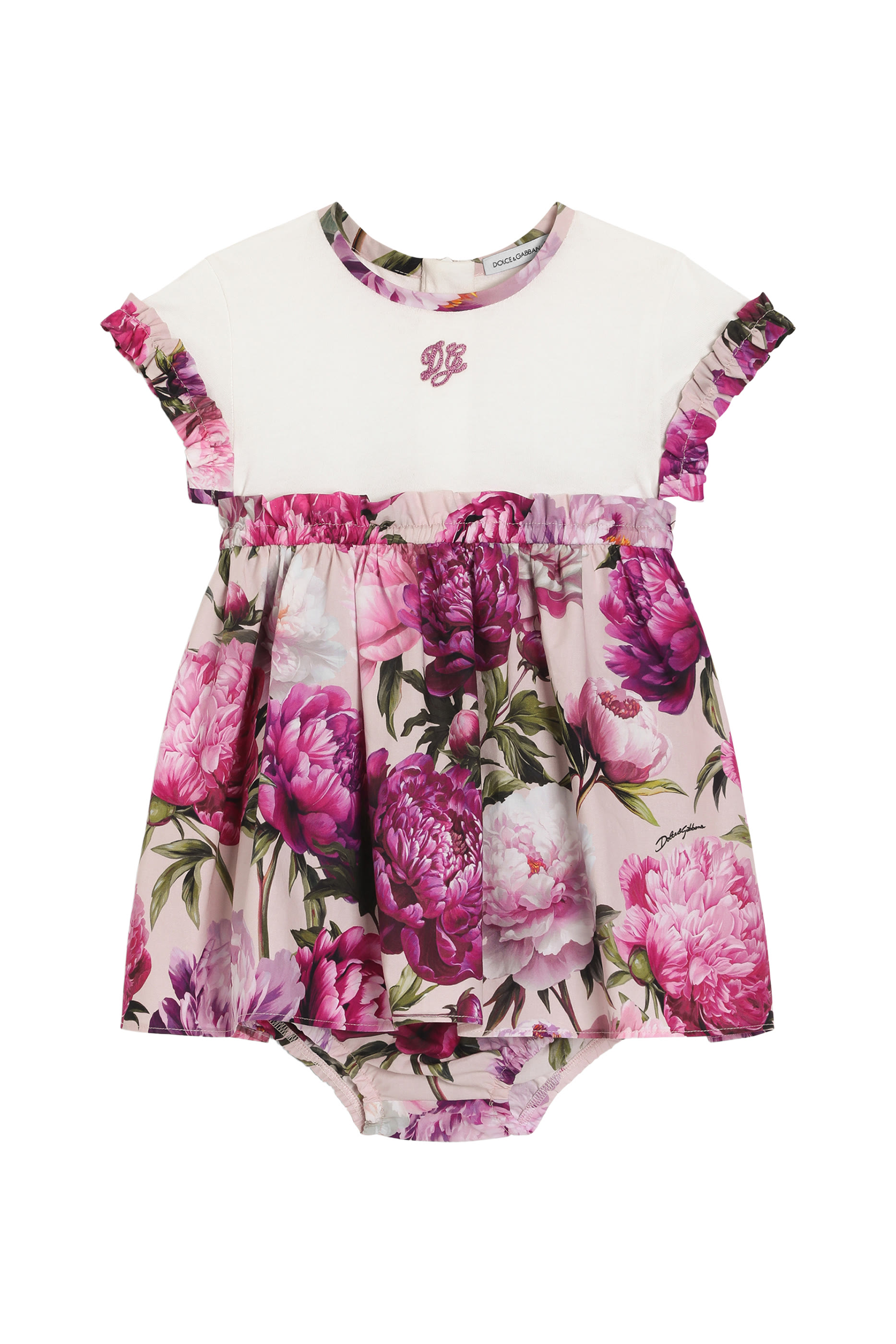 Kids Peony-Print Mixed-Material Dress 