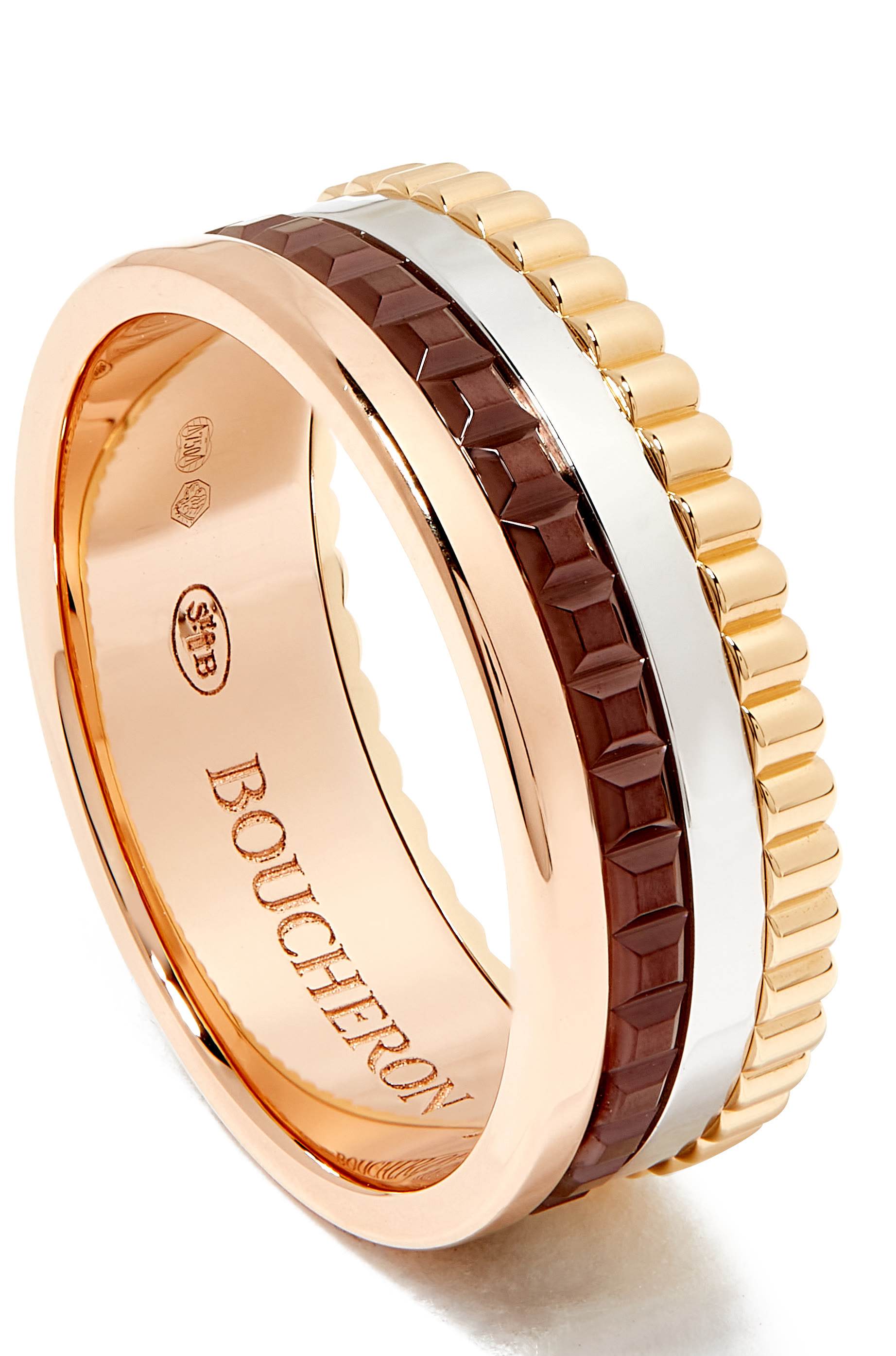Quatre Classique Small Ring, 18K Mix Gold And Brown Pvd
