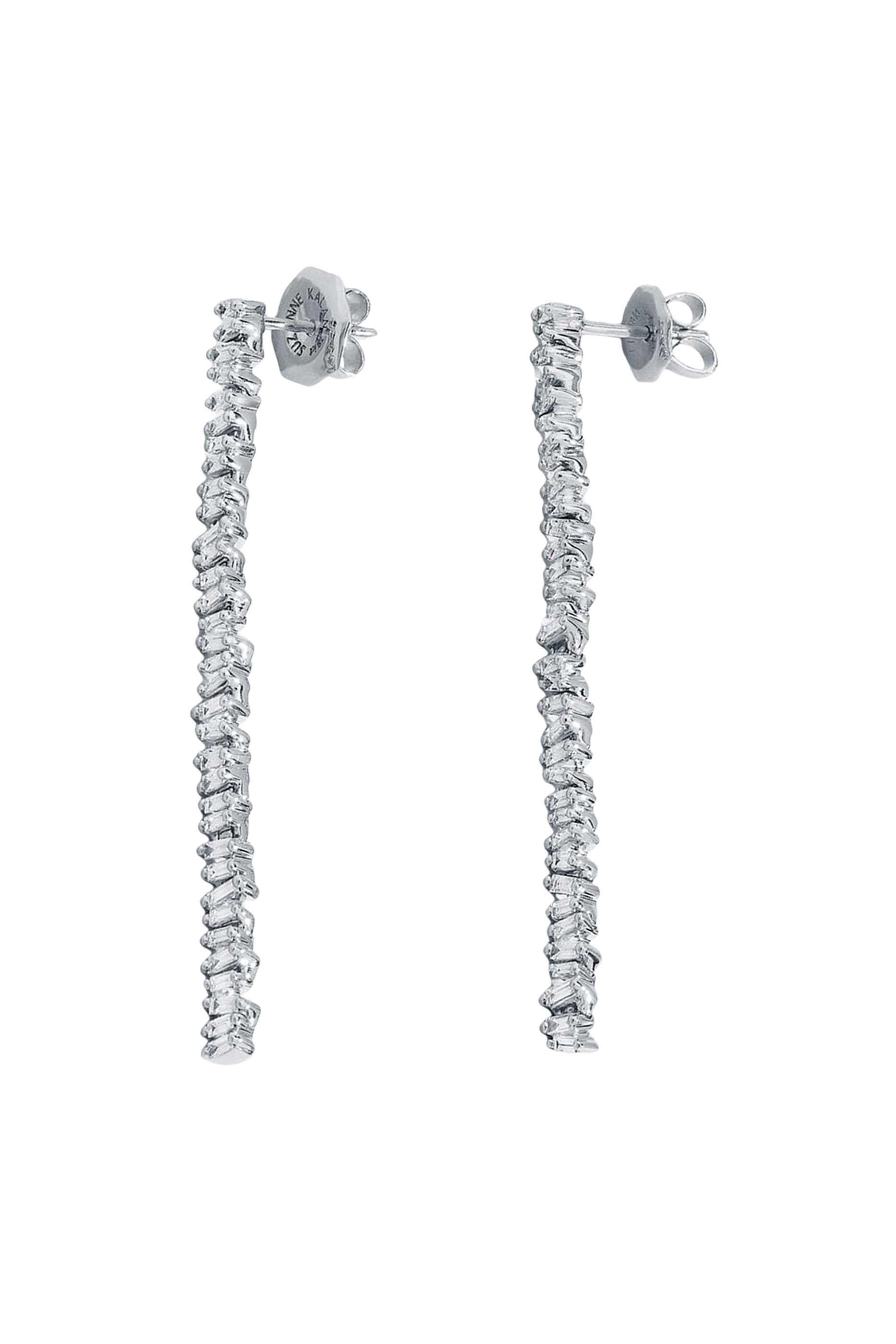  Fireworks Linear Baby Tennis Earrings,  18K White Gold & Diamonds