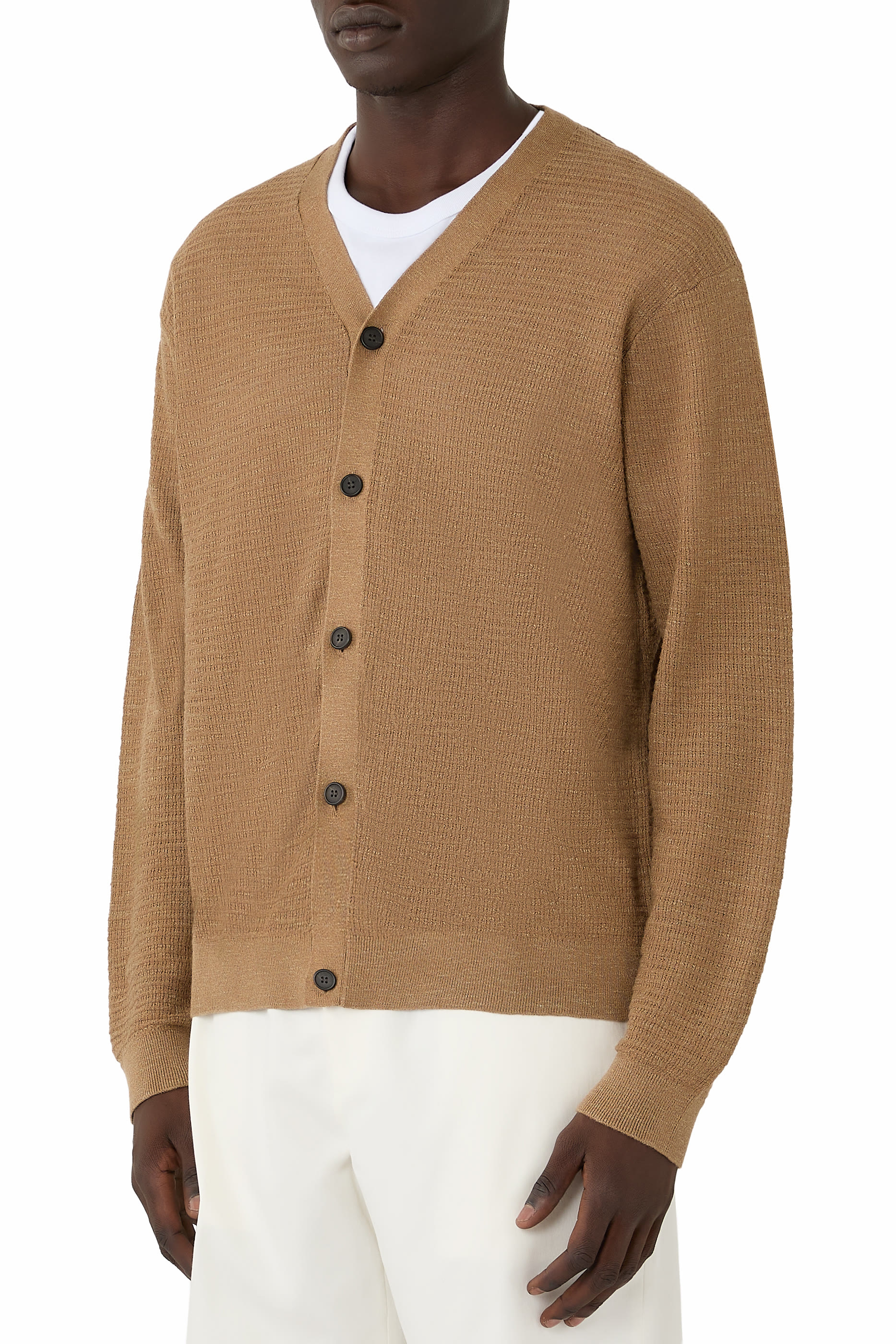 V-Neck Cardigan in Pacific Linen