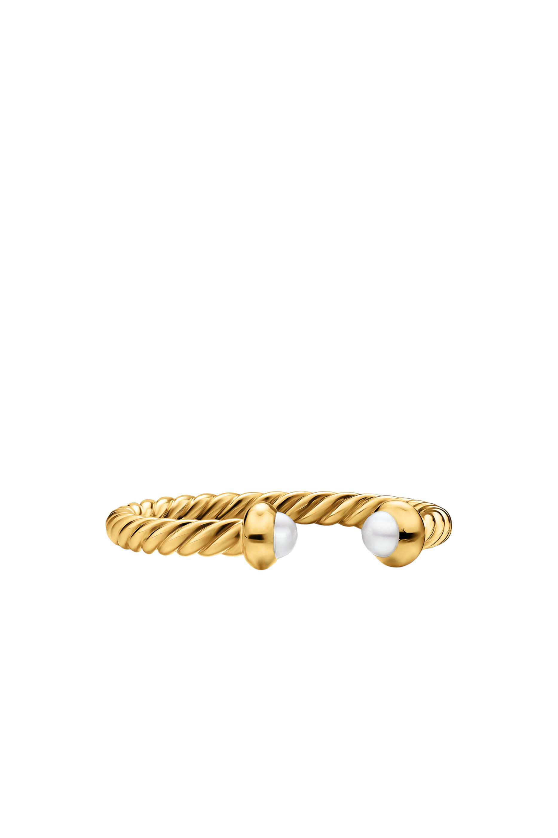 Micro Cablespira® Flex Open Ring,  18K Yellow Gold & Pearls
