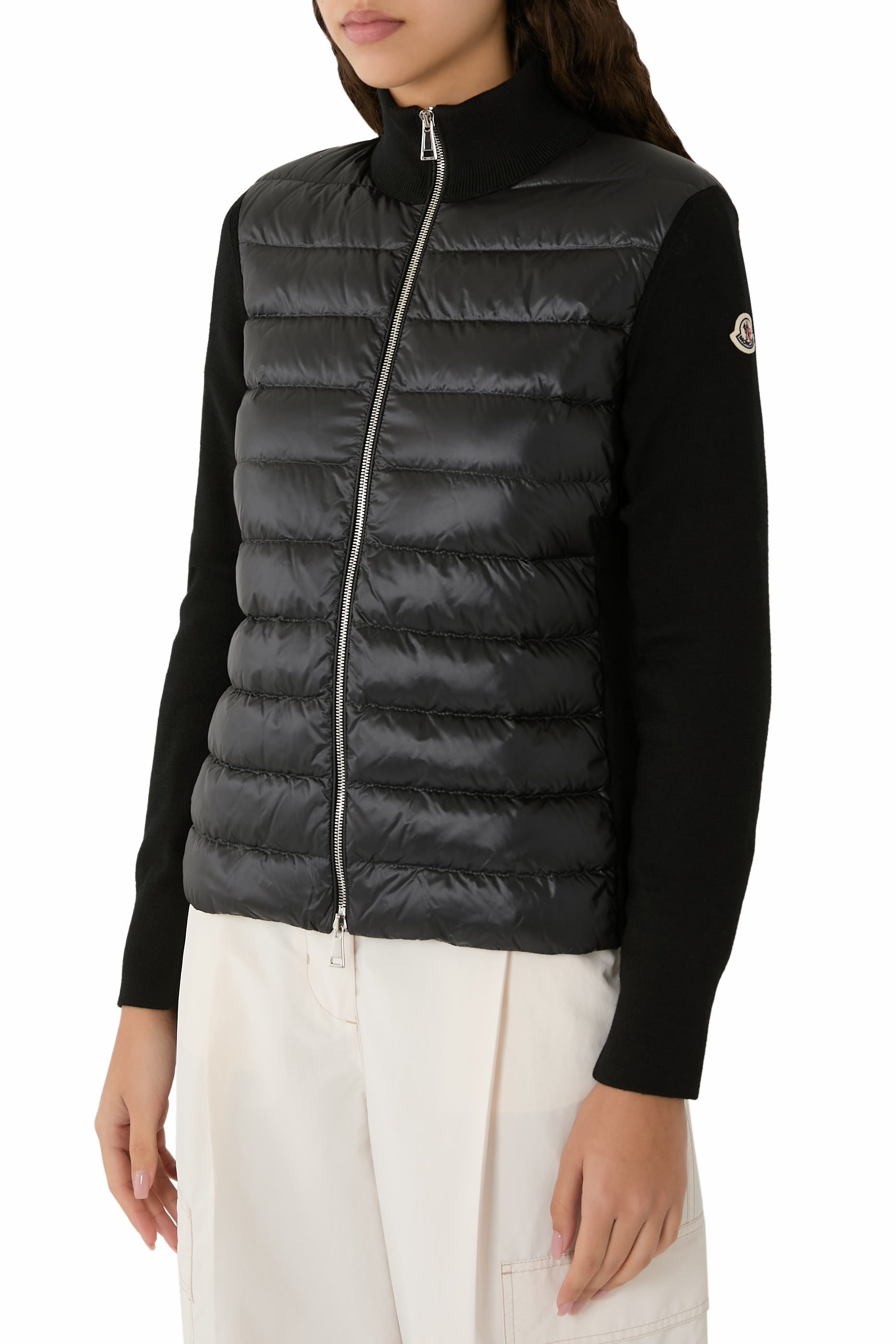 Padded Wool Zip-Up Cardigan