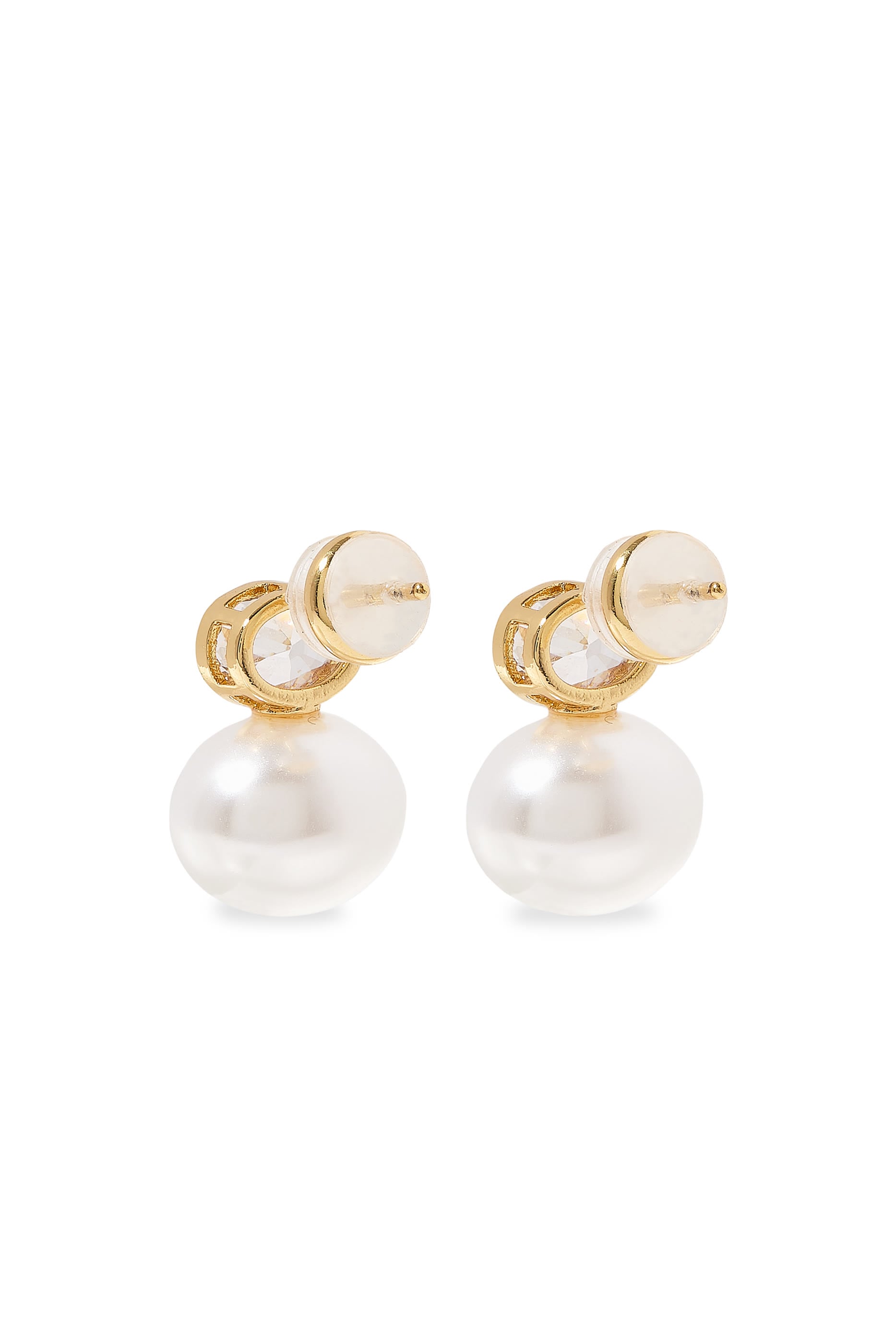 Bezel Pearl Drop Earrings, 14ct Vermeil on Sterling Silver & Freshwater Pearl