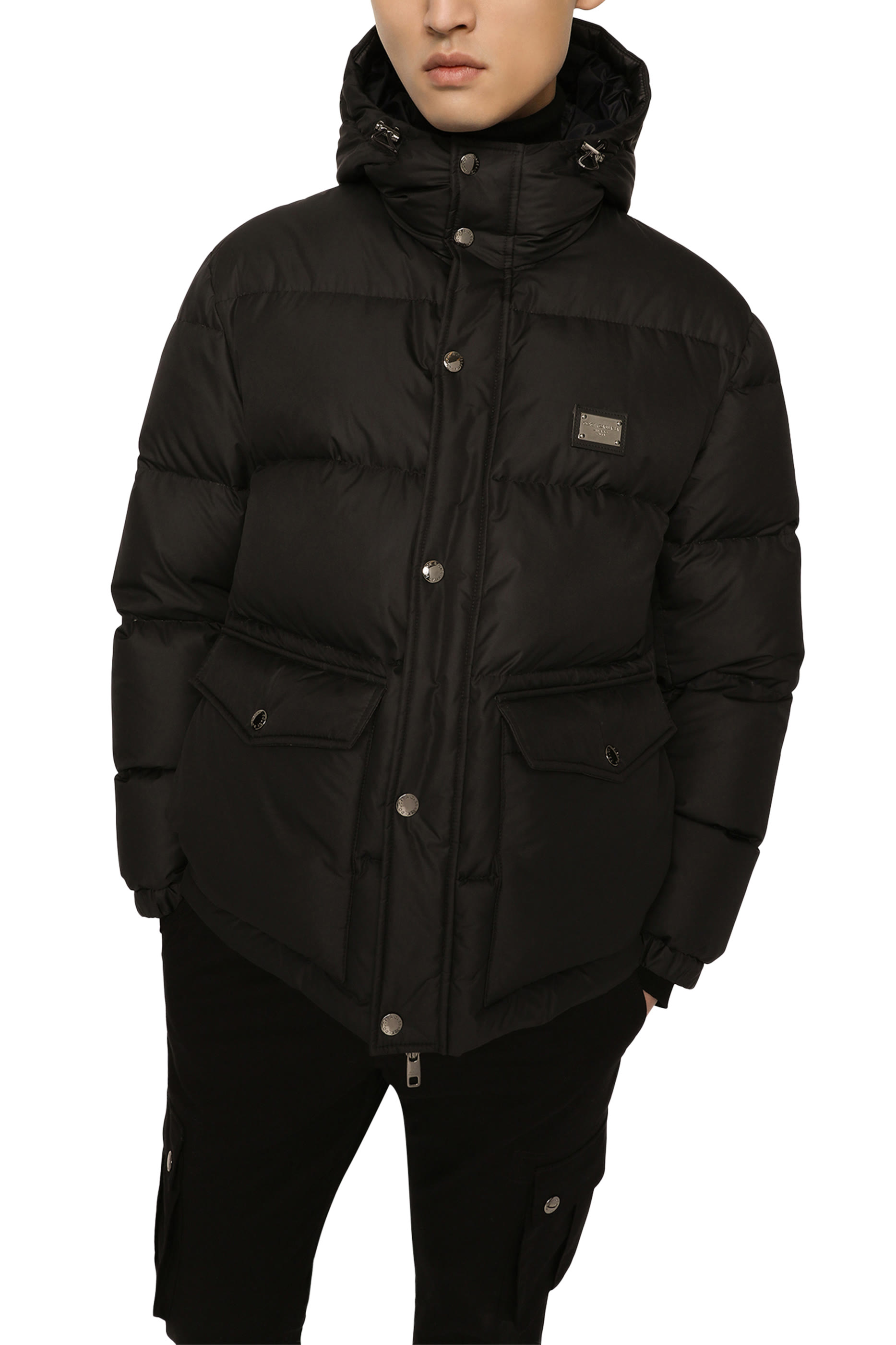  Nylon Down Jacket with Hood and Logo tag 
