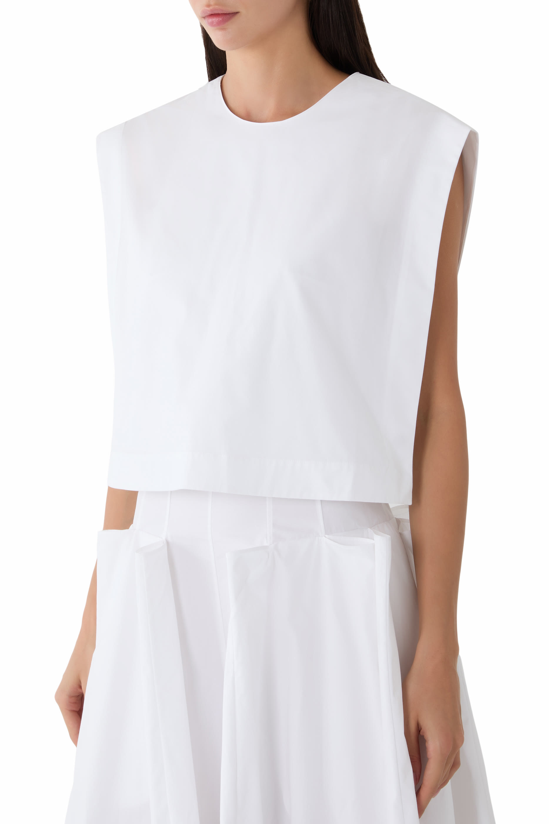 Compact Eco Poplin Cropped Square Top