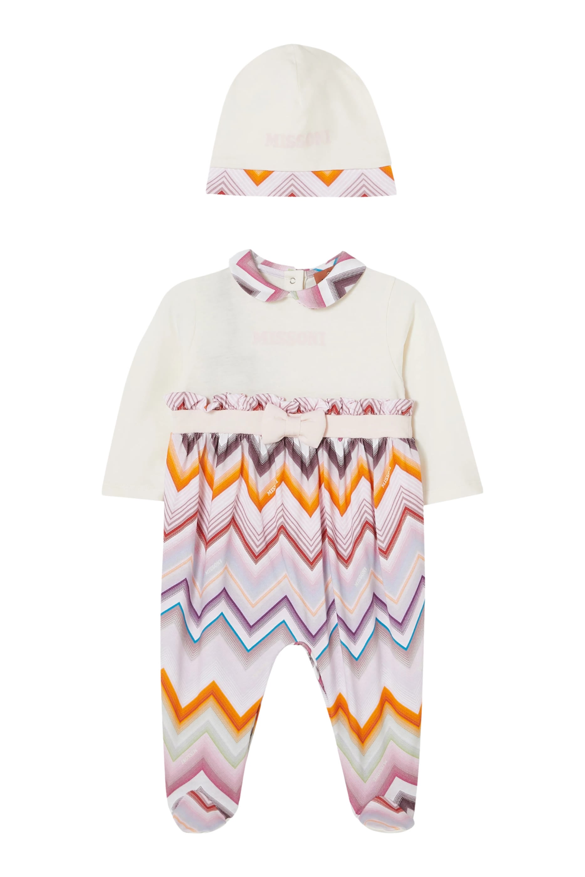 Kids  Chevron Jersey Collar Babygrow & Hat Set