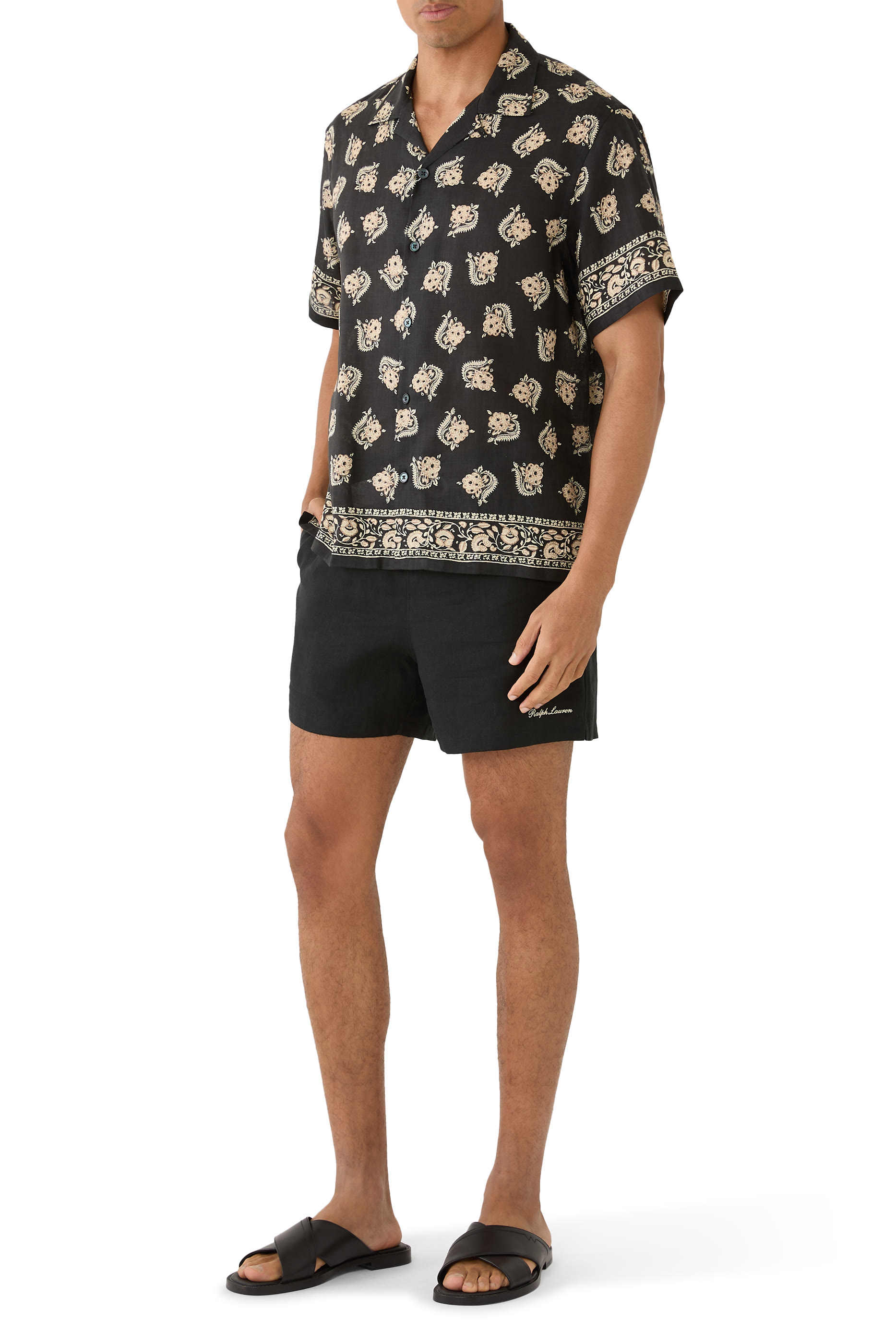 Printed Linen Camp Shirt