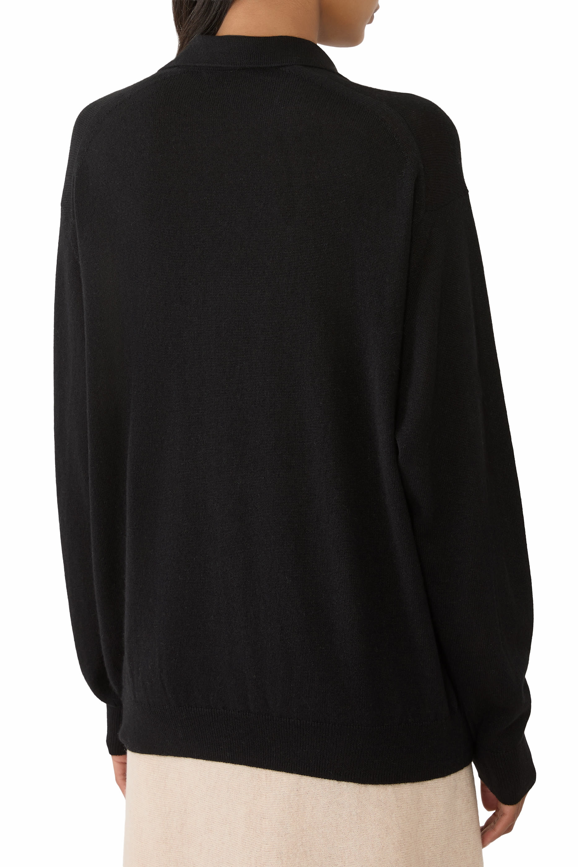 Super Fine Cashmere Silk Knit Skipper Polo