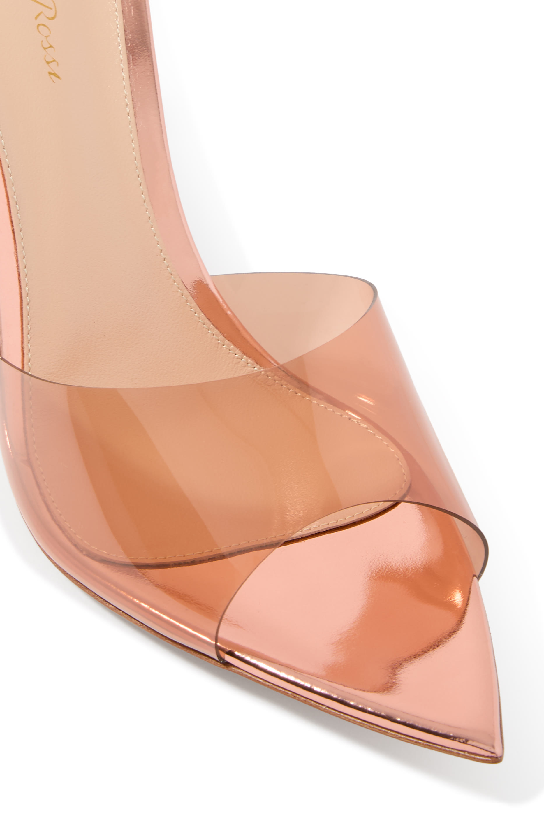Elle 85 Mules in Plexi & Metallic Leather