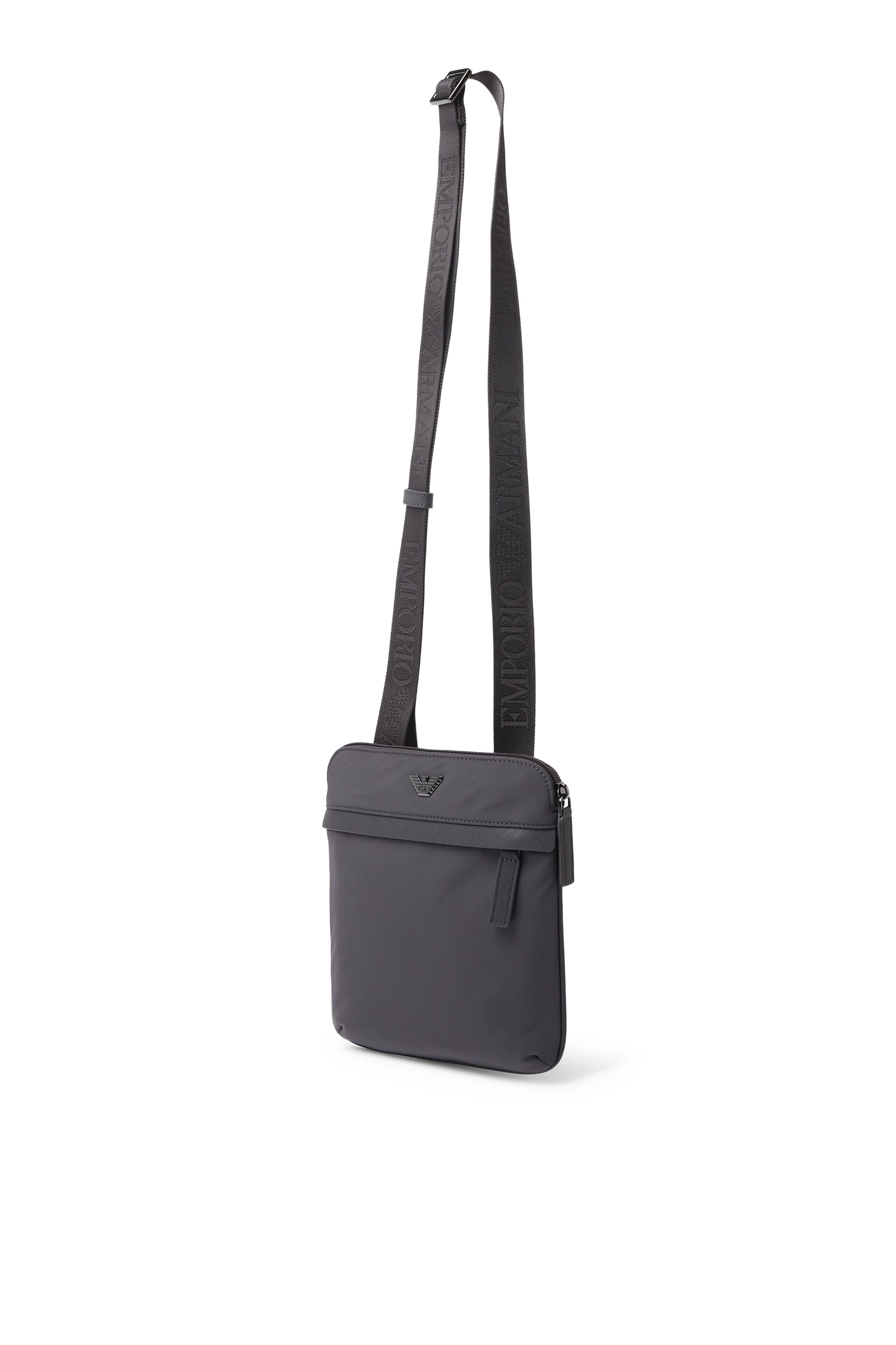 Flat Recycled Nylon Crossbody Bag 