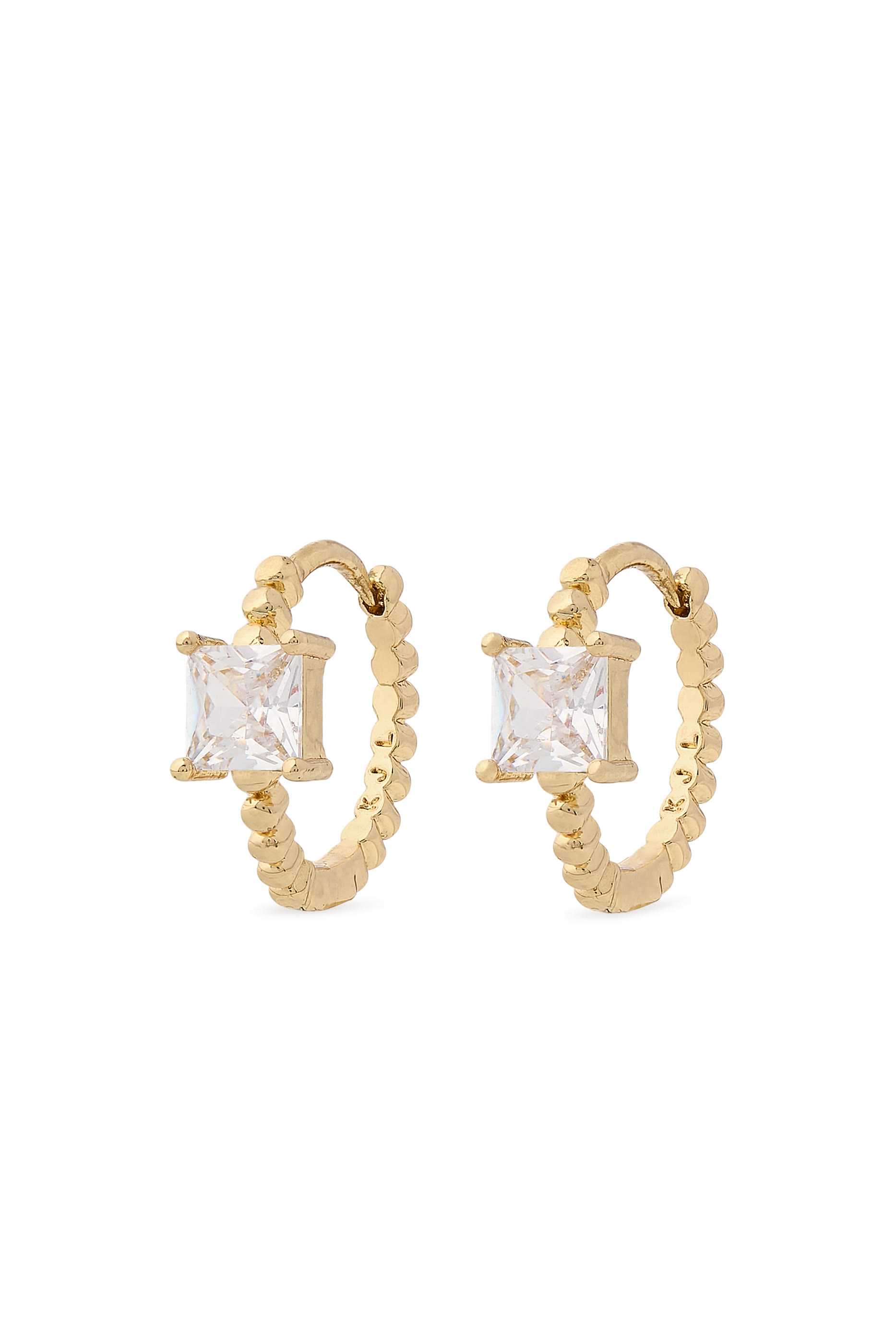Princess On Ball Hoop Earrings, Cubic Zirconia