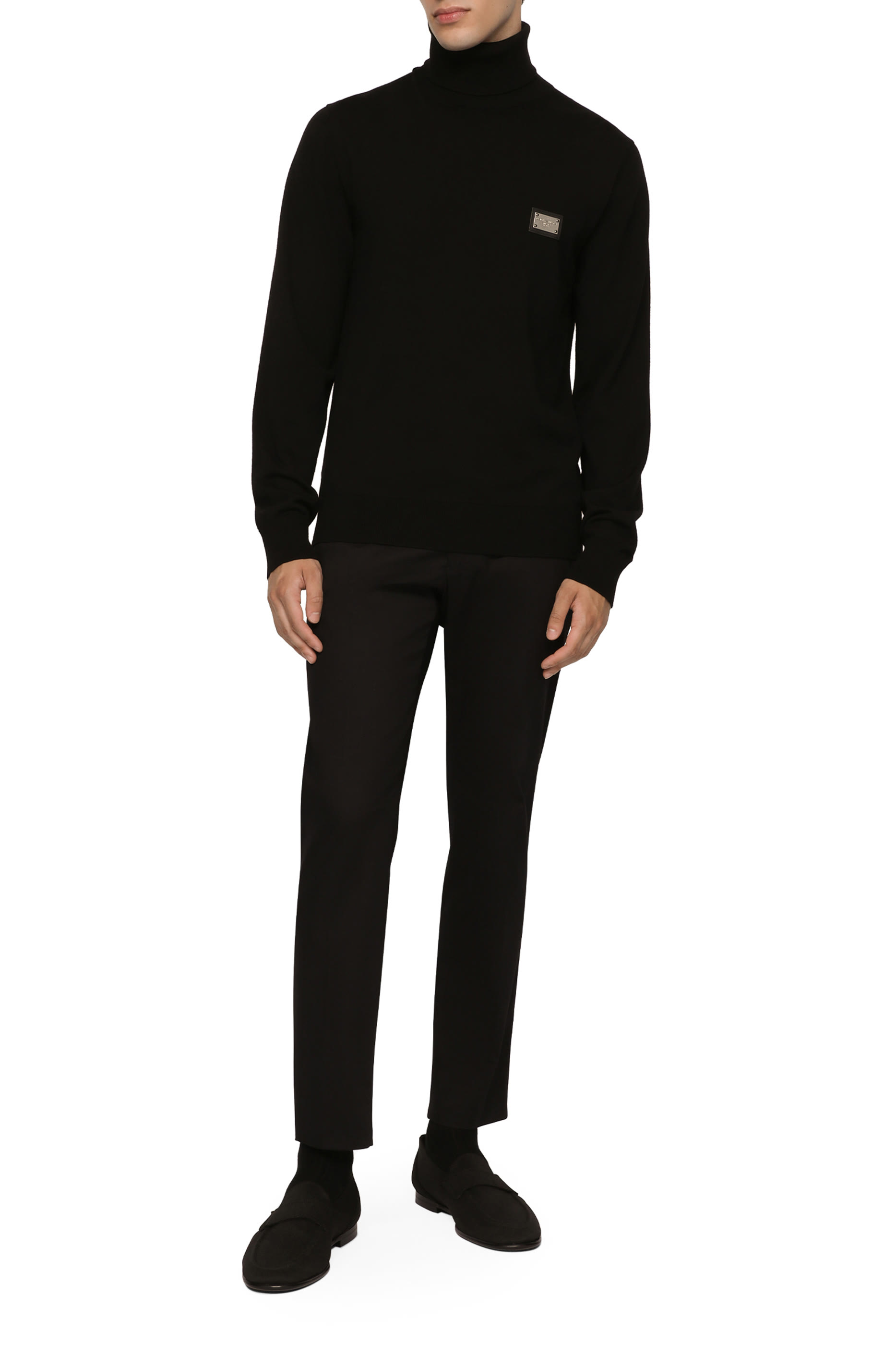  Logo Tag Wool Turtle-Neck Sweater